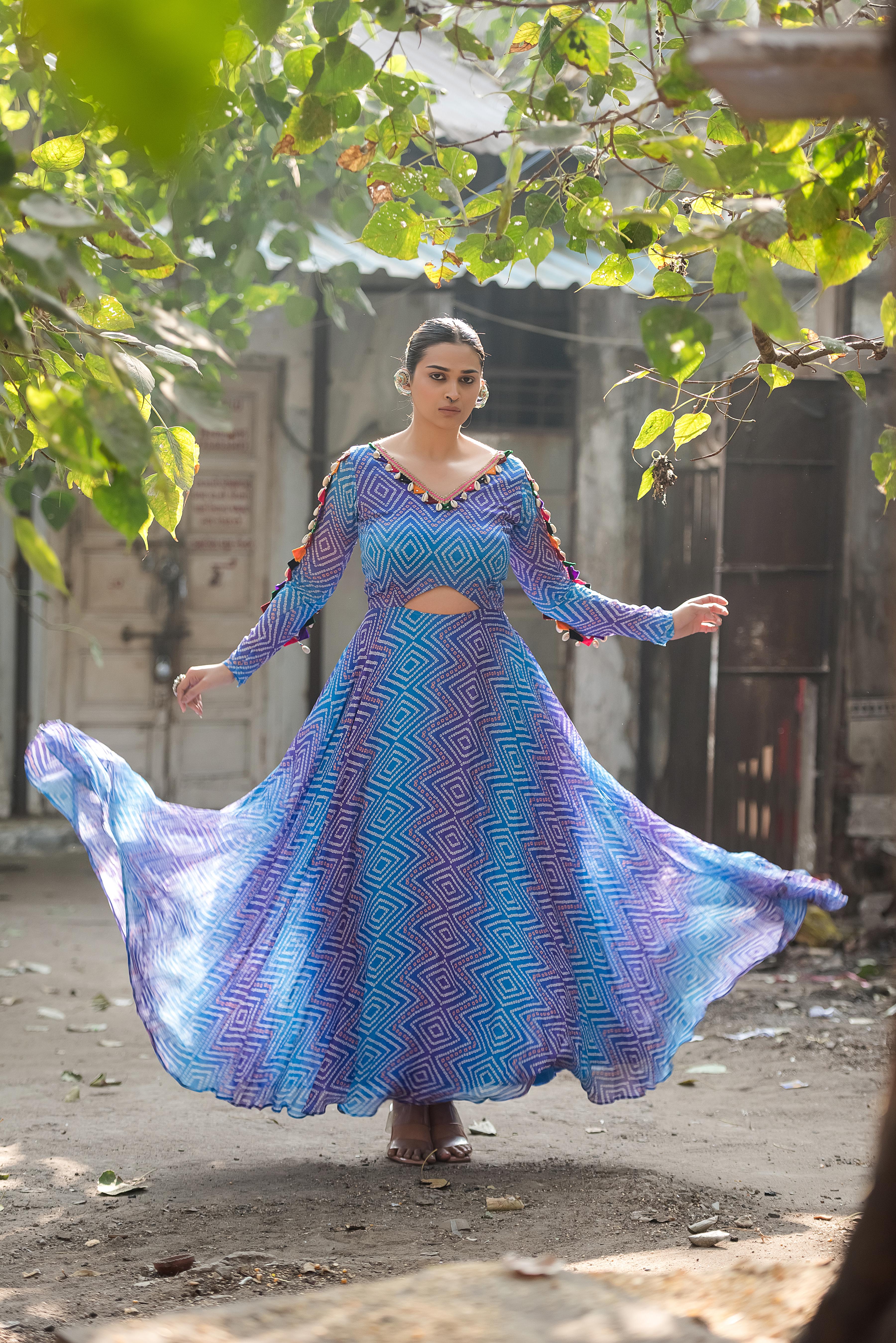 Ambar Bandhani Cowrie Cutout Dress