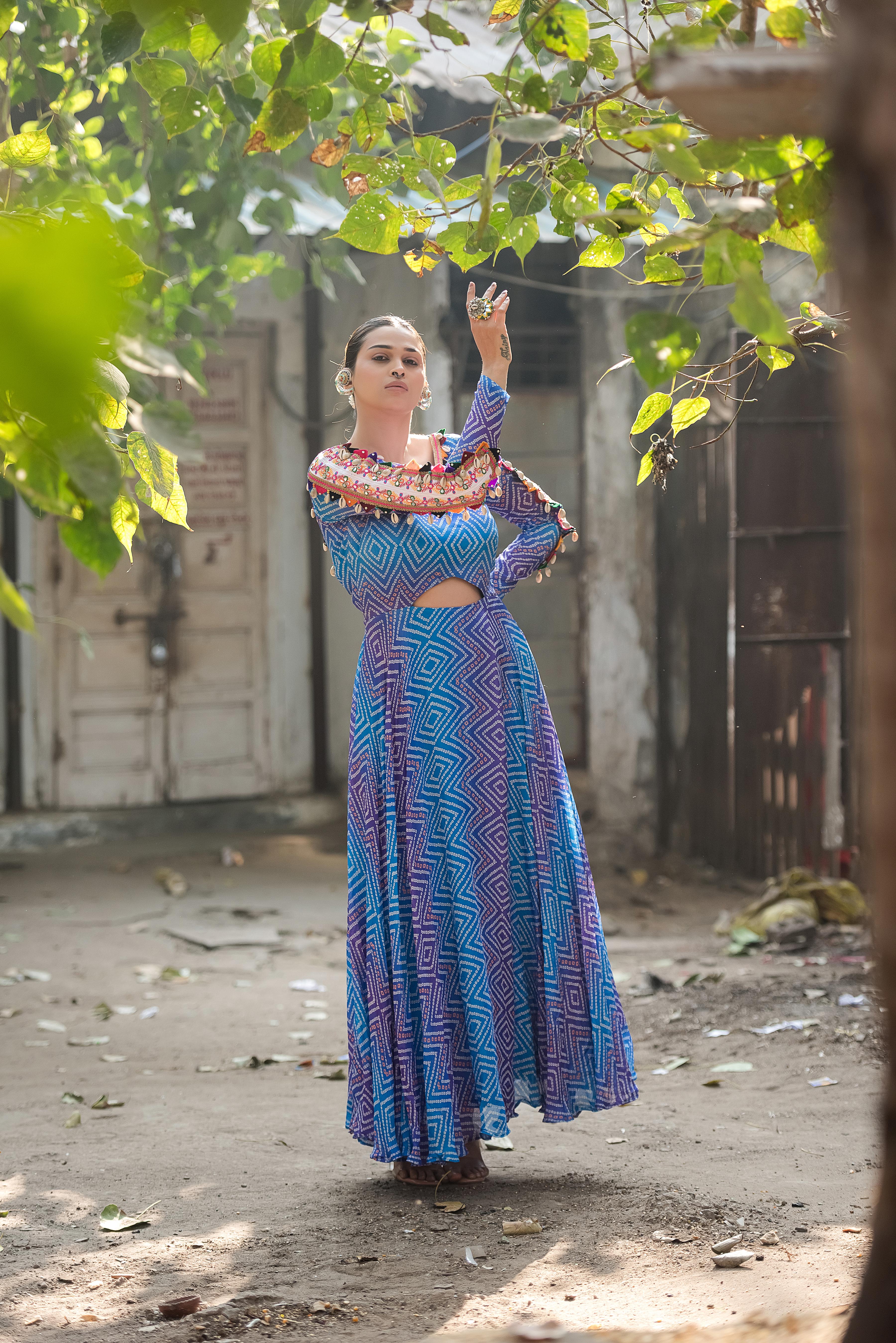 Ambar Bandhani Cowrie Cutout Dress