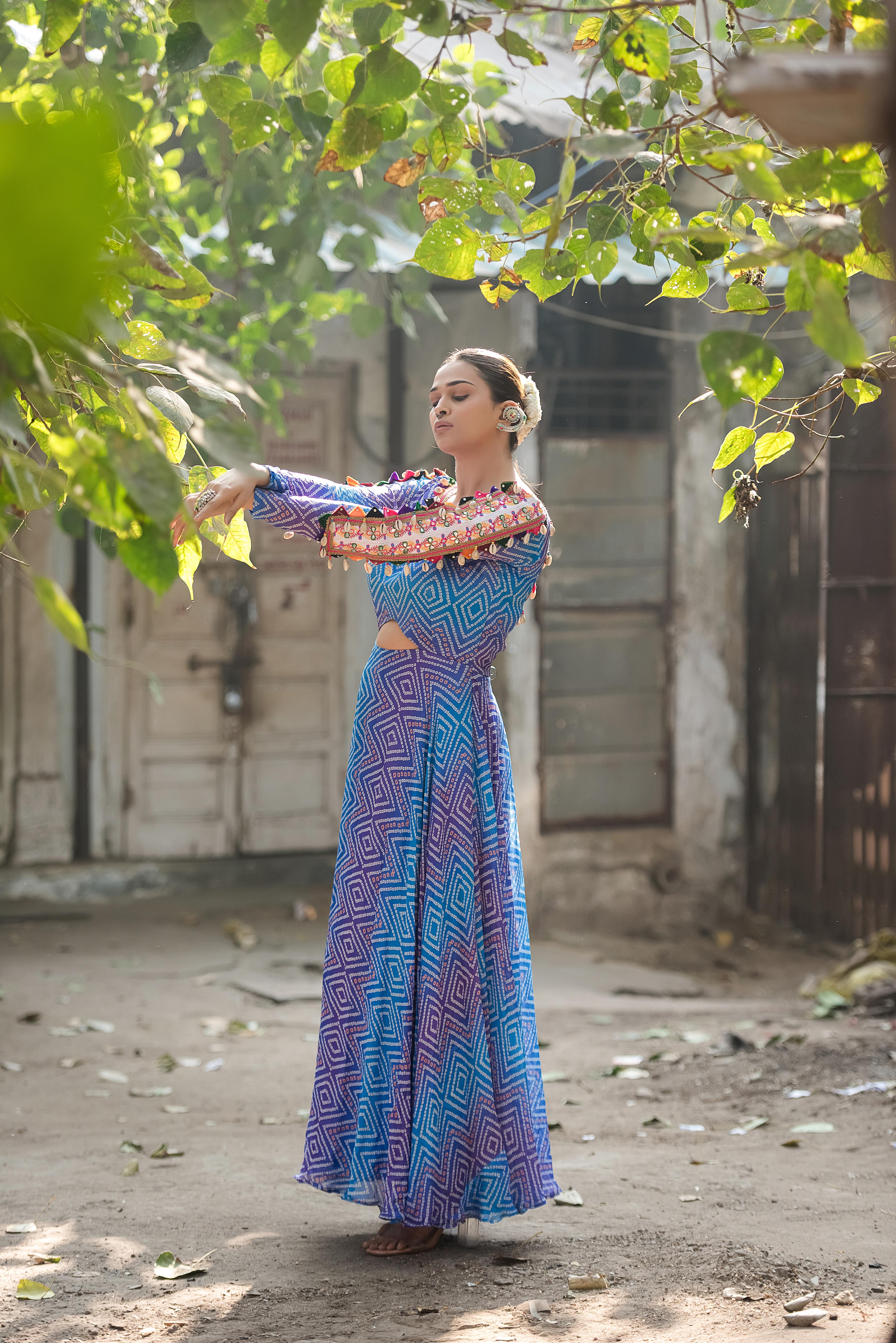 Ambar Bandhani Cowrie Cutout Dress