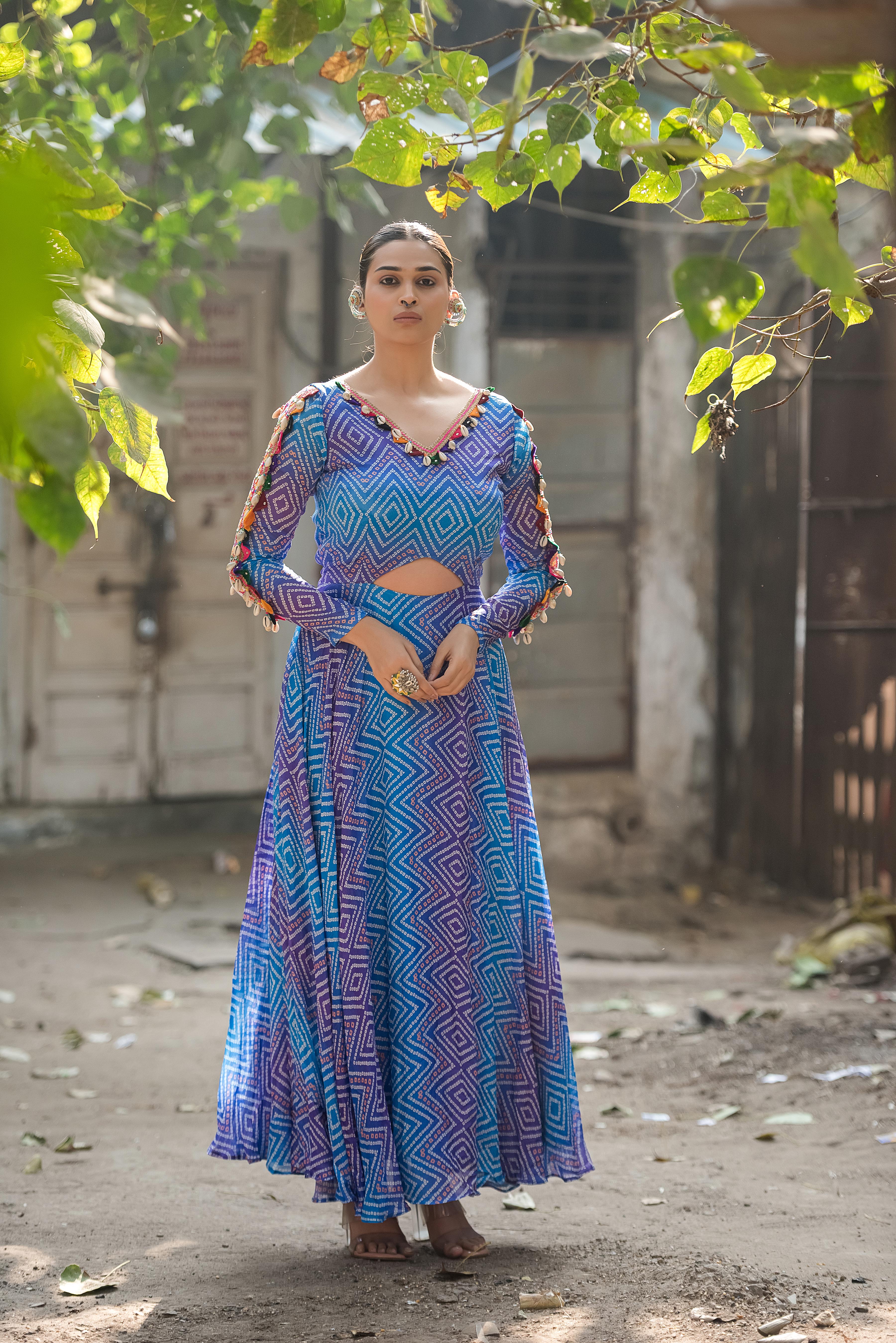 Ambar Bandhani Cowrie Cutout Dress