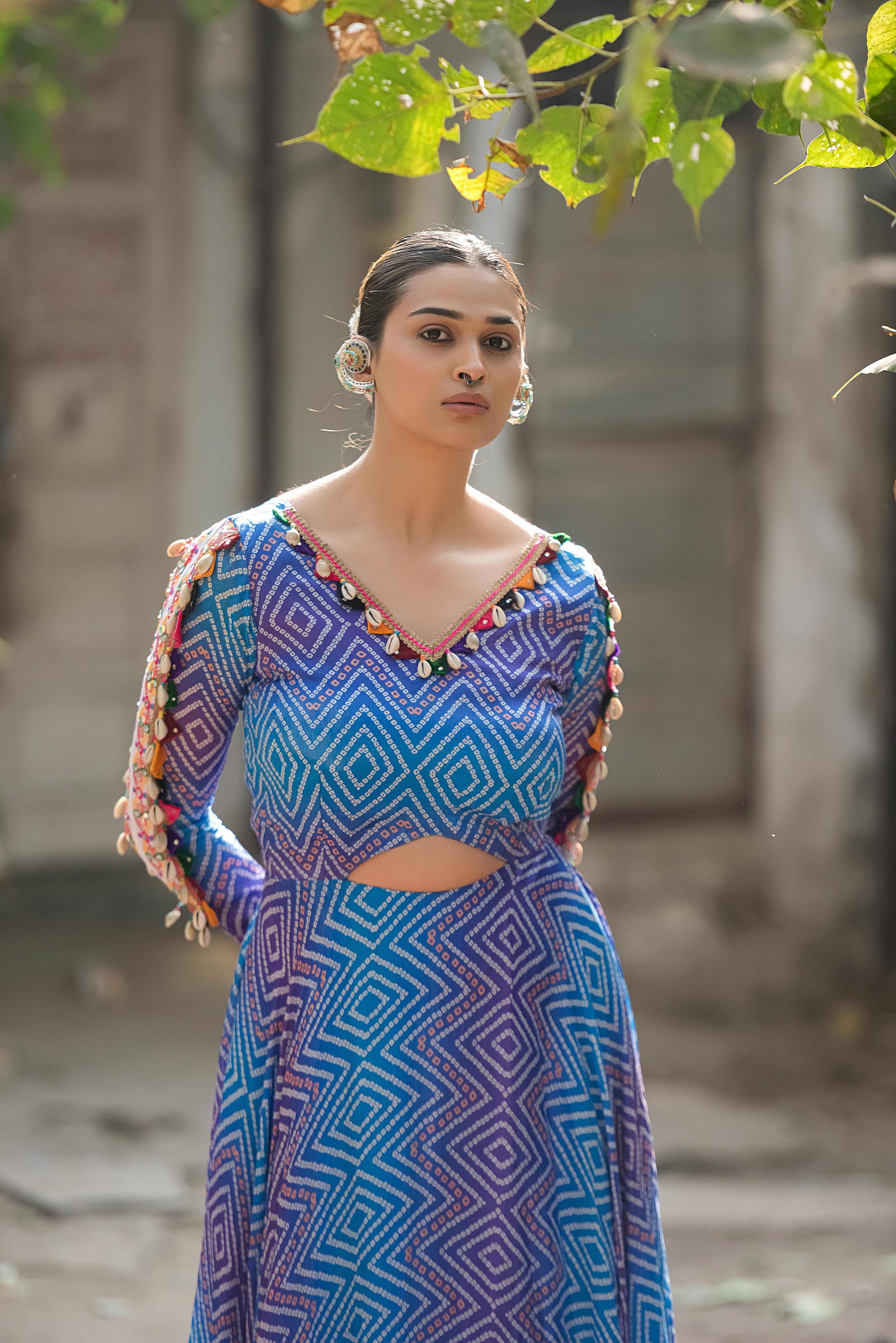 Ambar Bandhani Cowrie Cutout Dress
