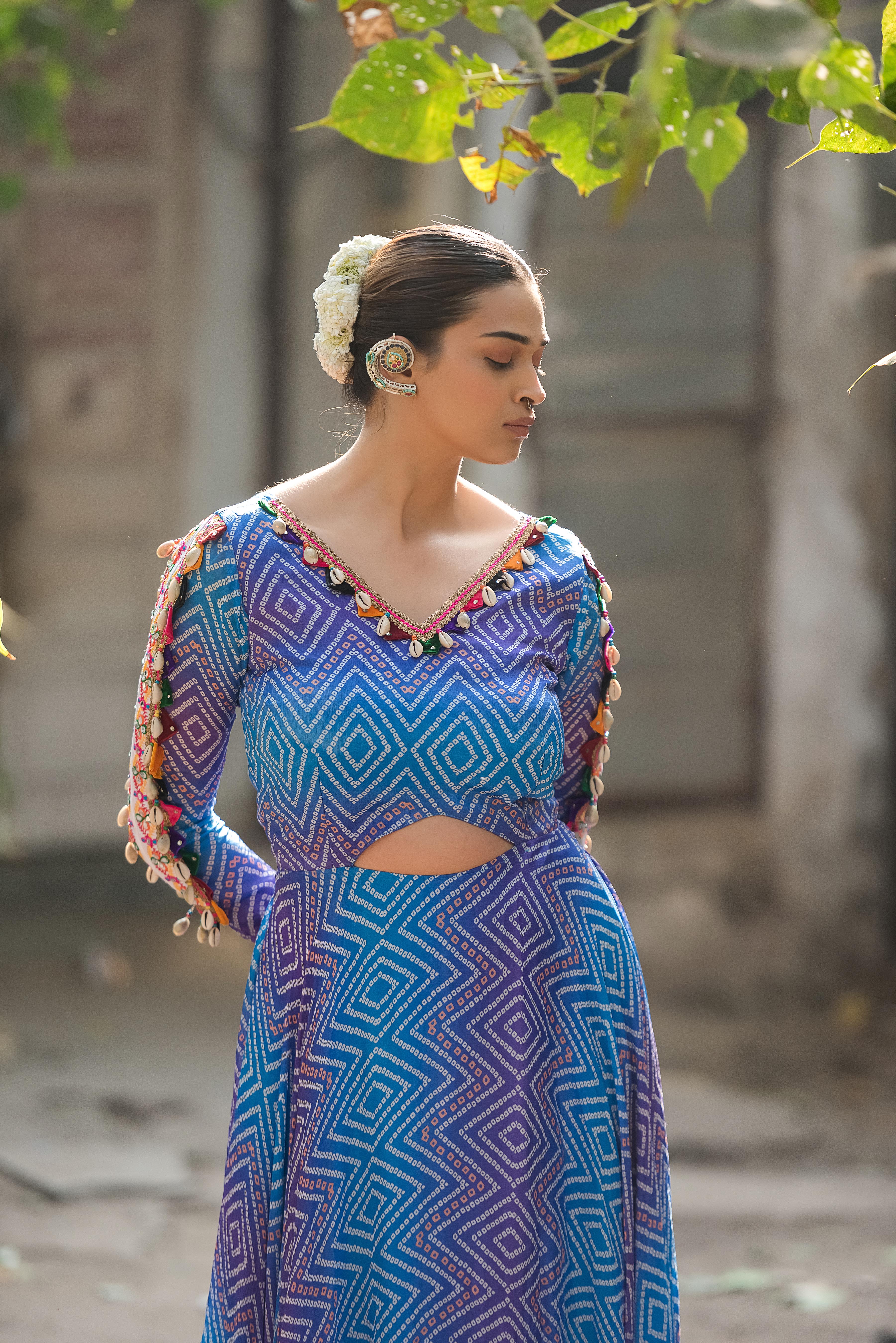 Ambar Bandhani Cowrie Cutout Dress