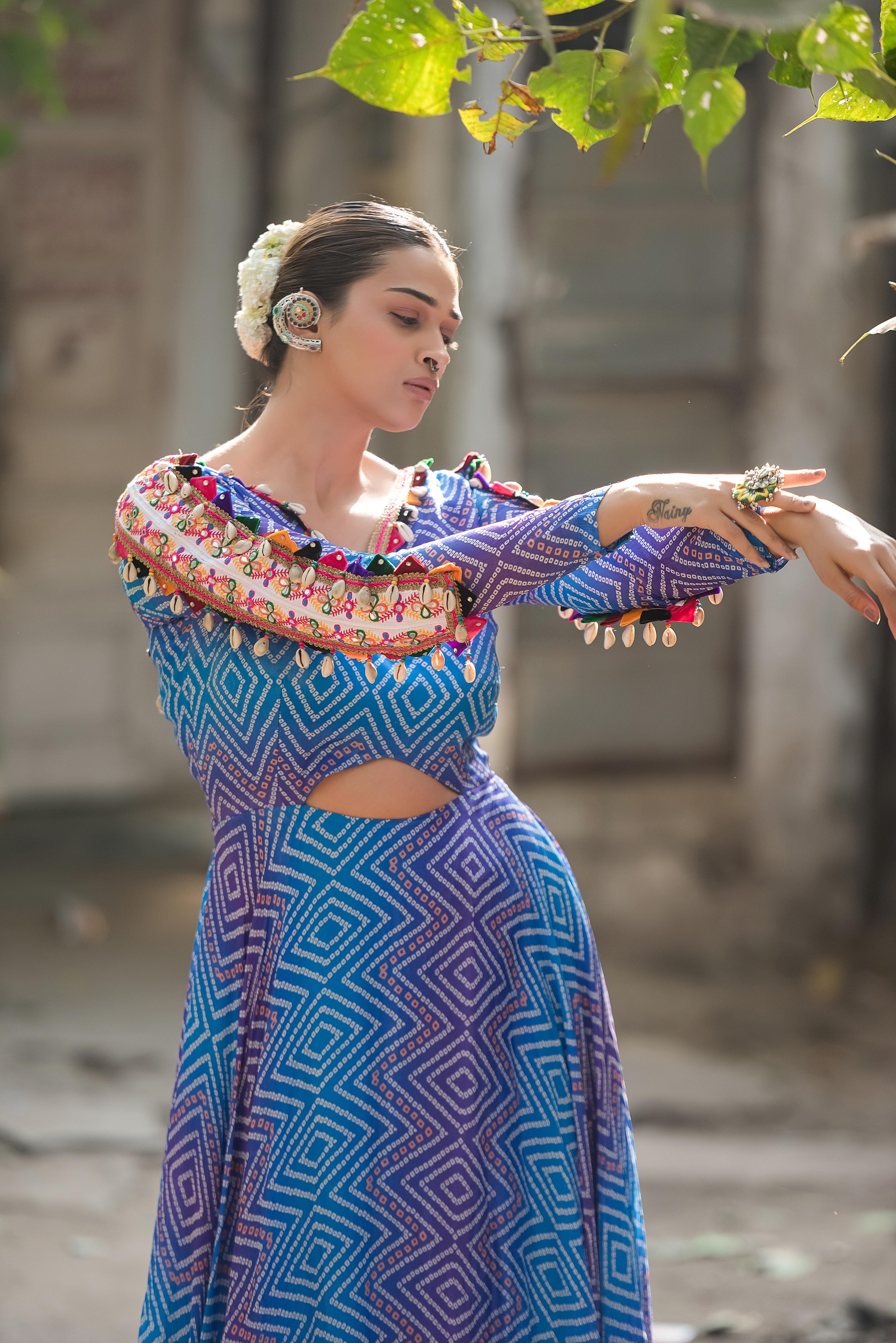 Ambar Bandhani Cowrie Cutout Dress