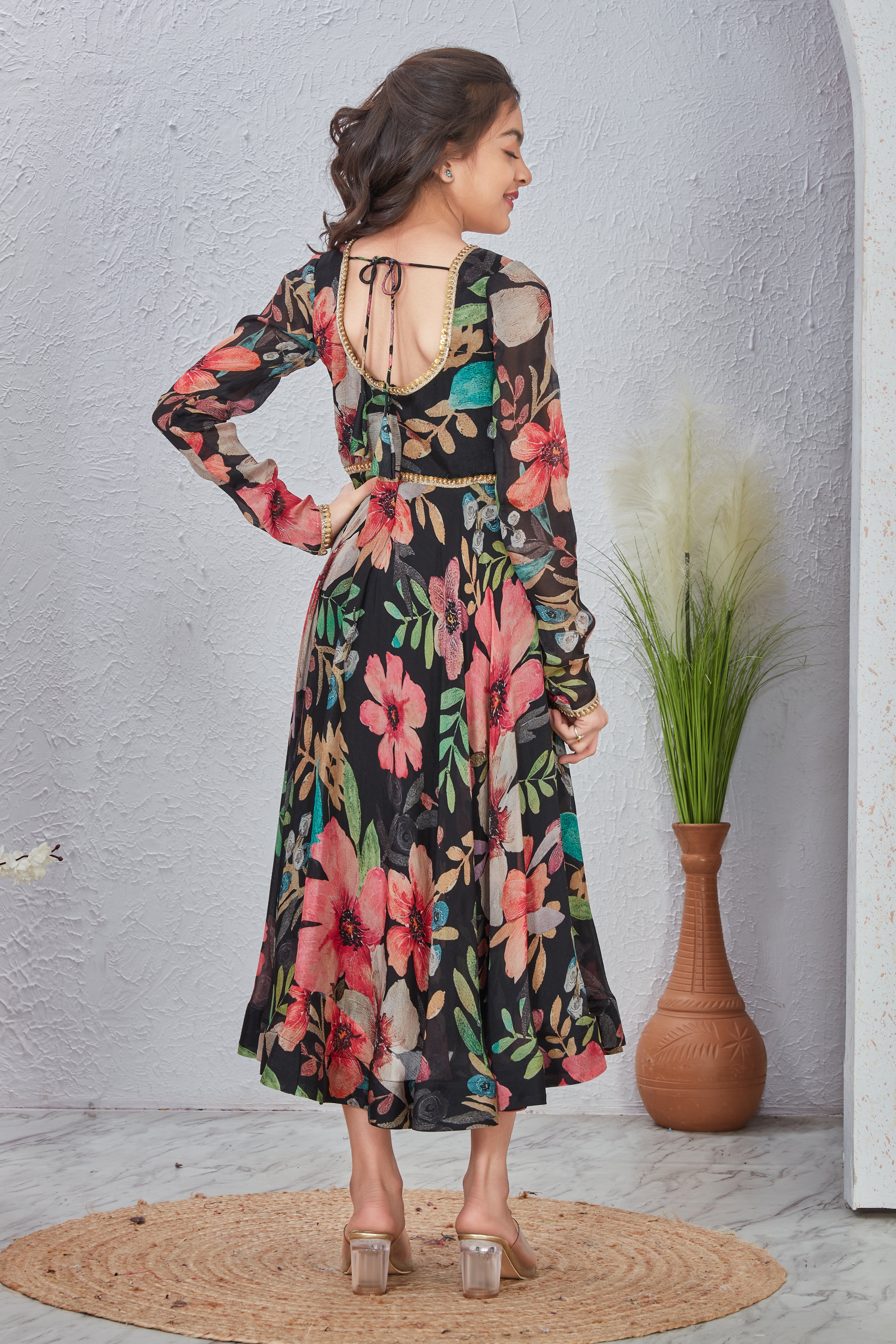 Fit & Flare Floral Print kids Ethnic Dress