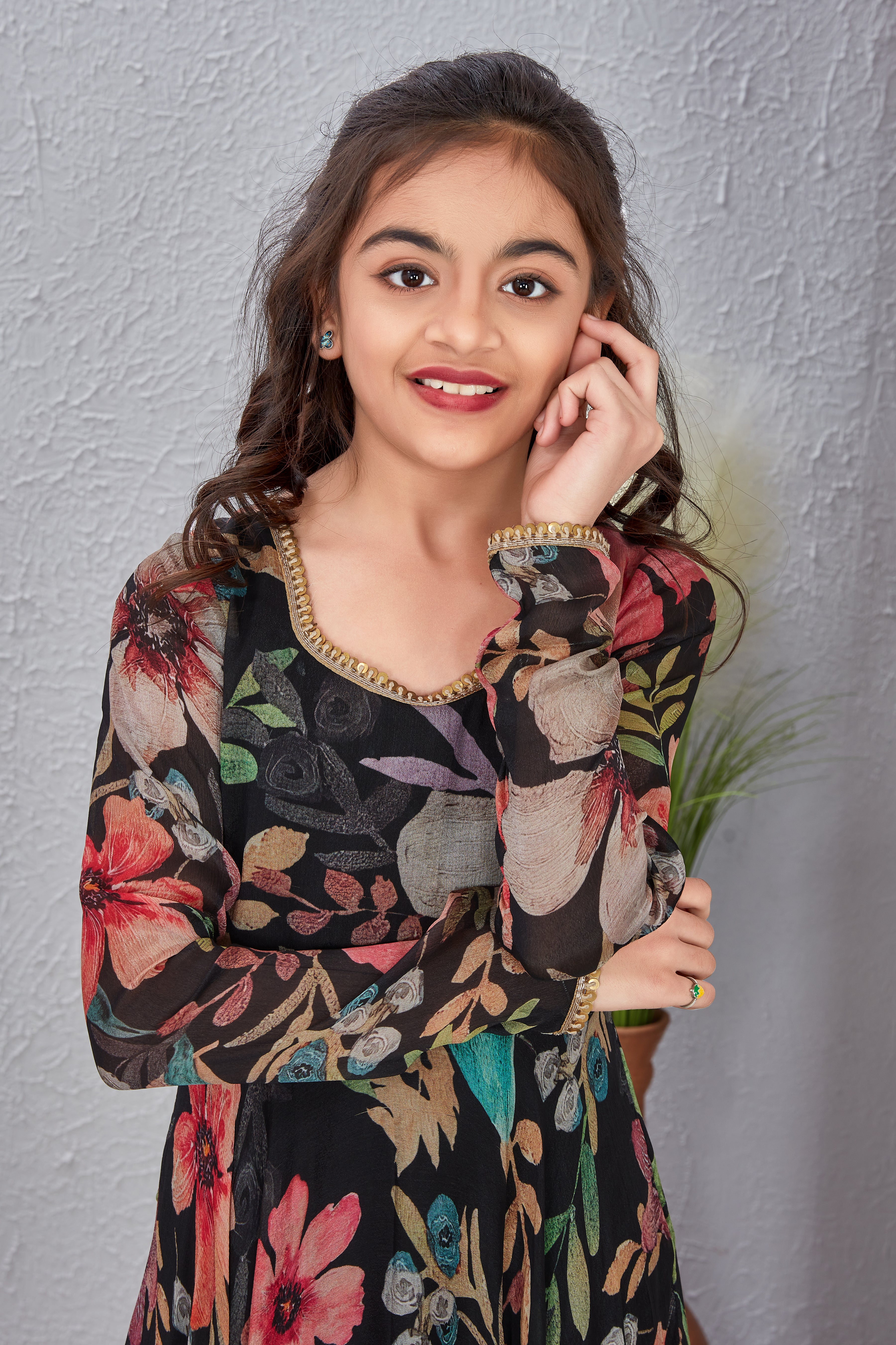 Fit & Flare Floral Print kids Ethnic Dress