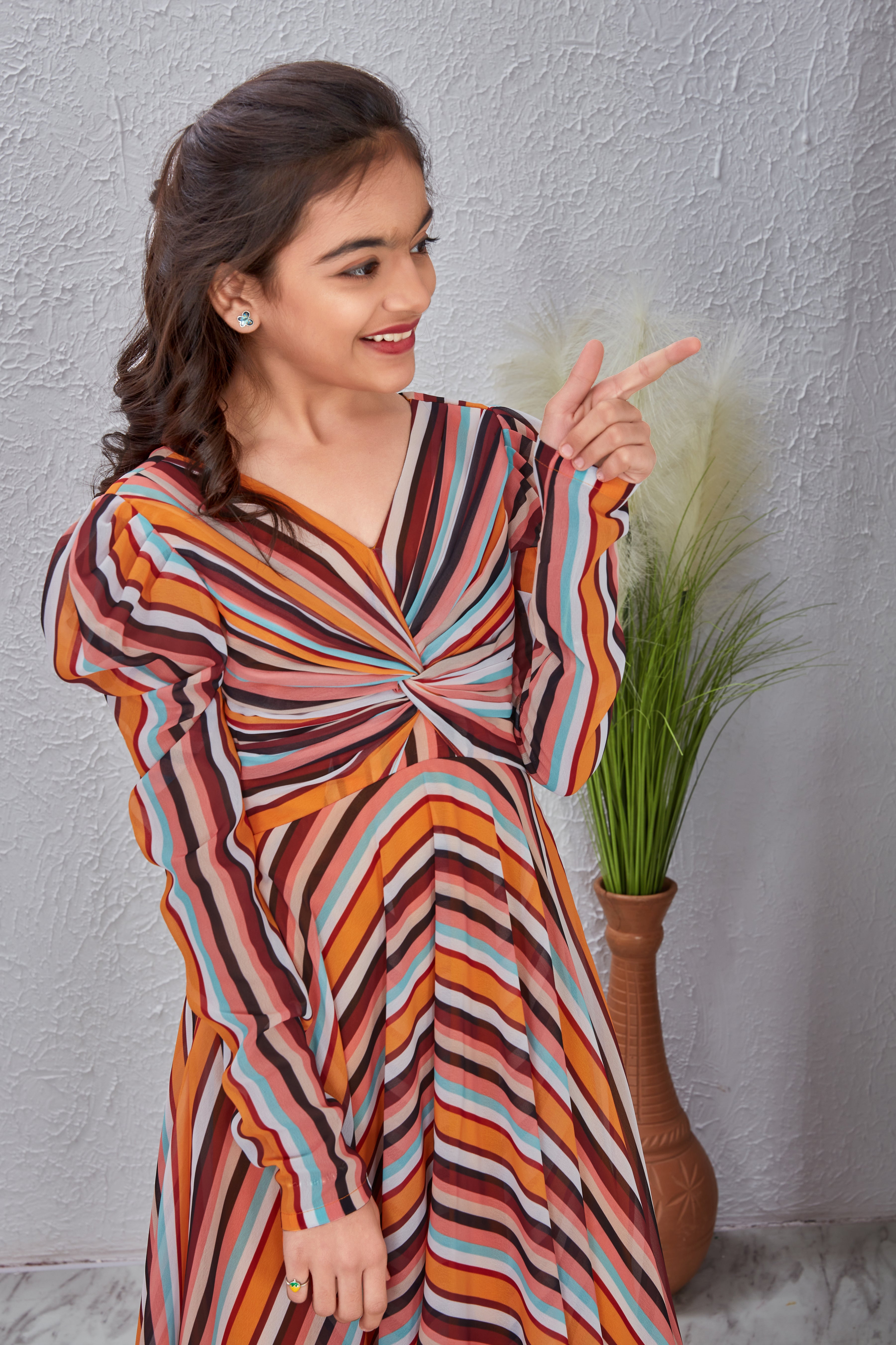 Strippy V-Neck Fit & Flare Dress