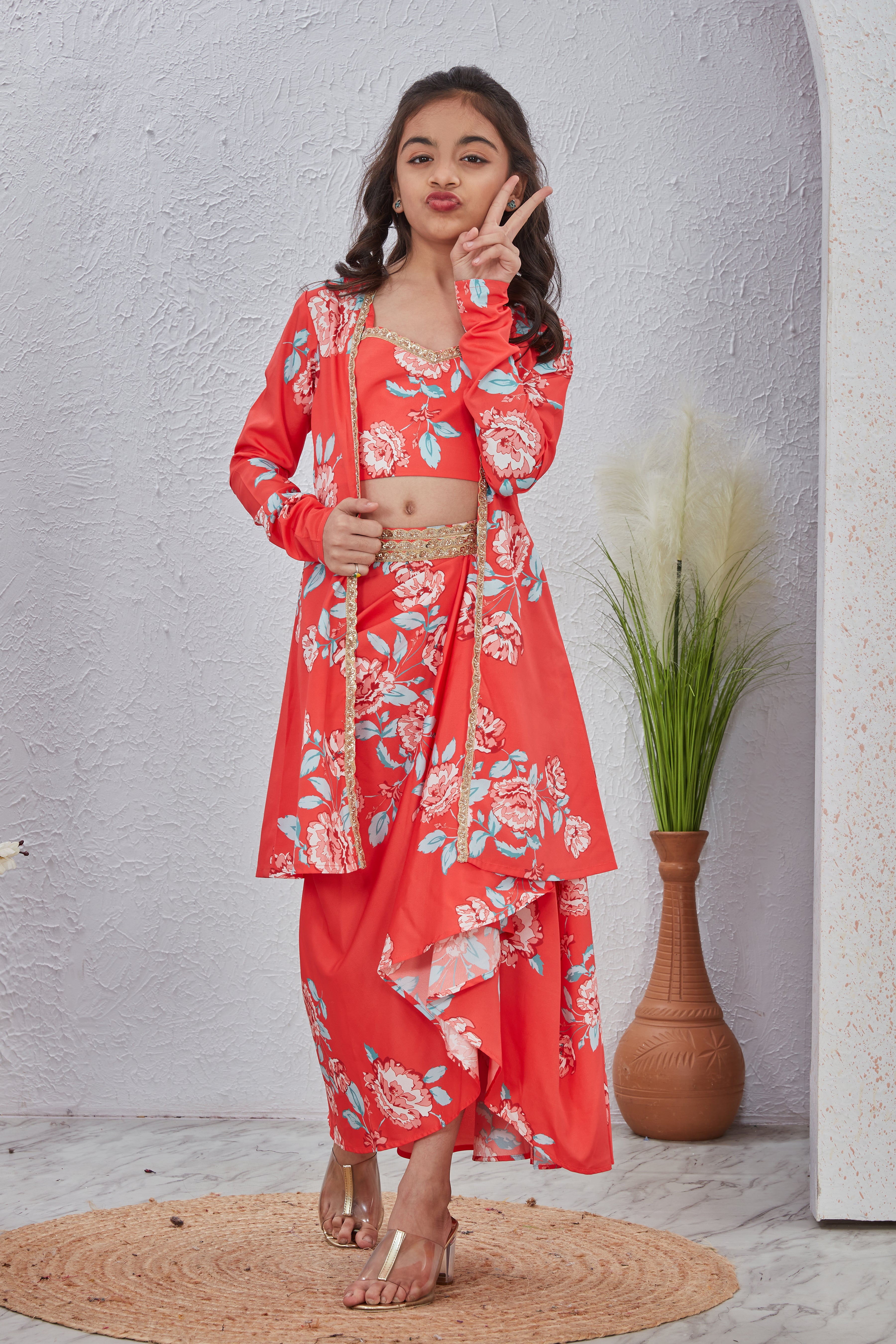 3 Piece Peach Kids Co-ord Set