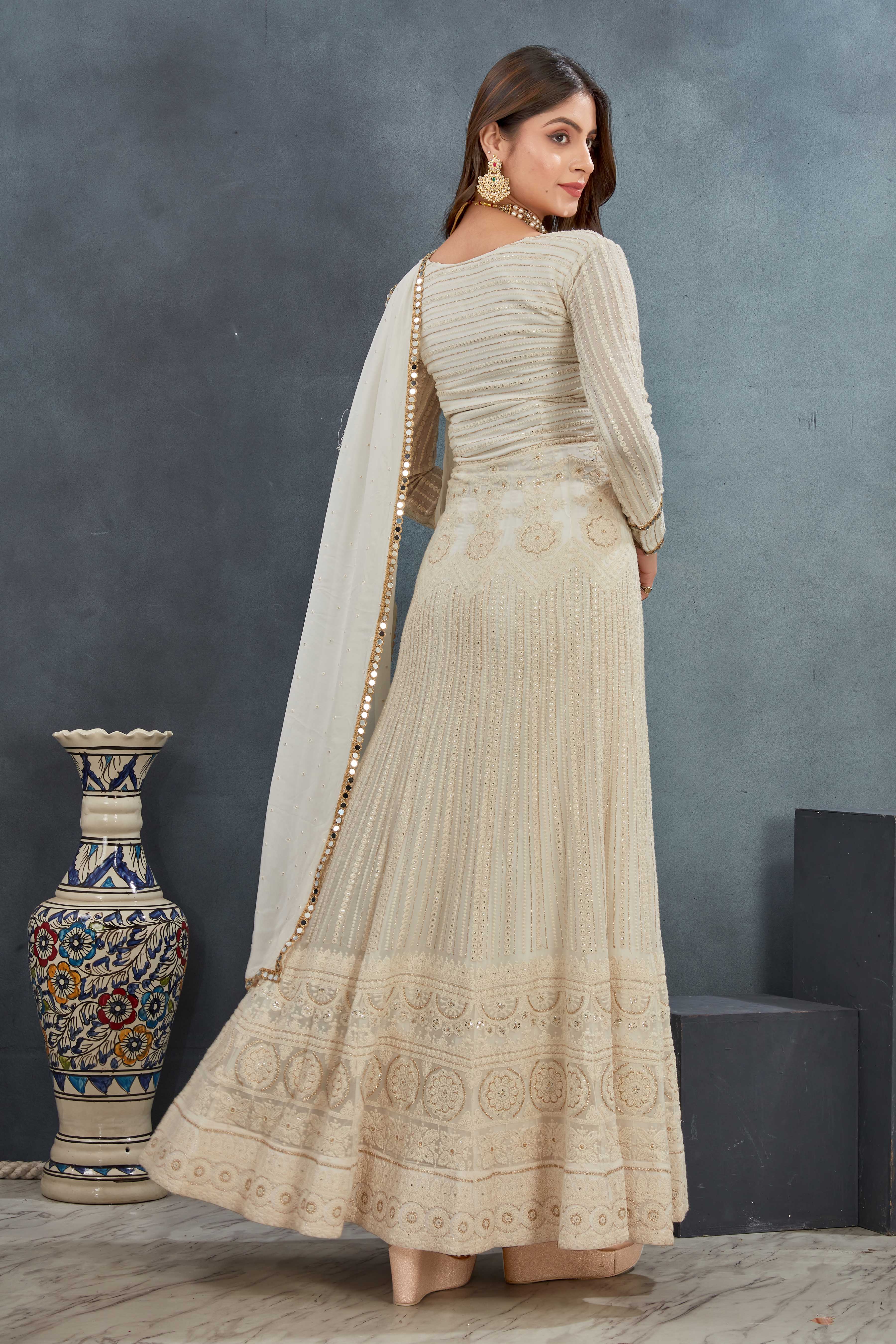 Ivory Grace Embroidered Anarkali Set