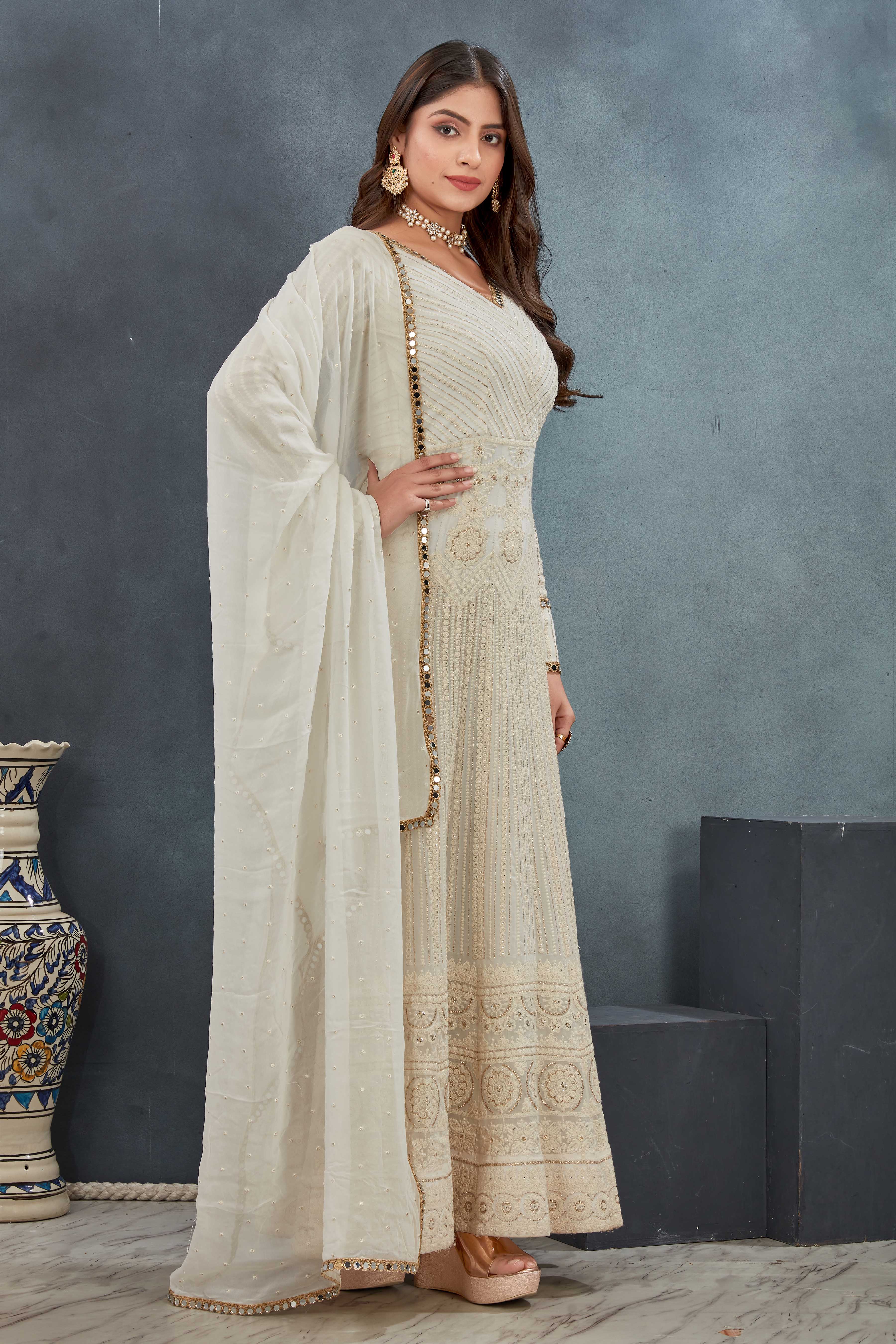 Ivory Grace Embroidered Anarkali Set