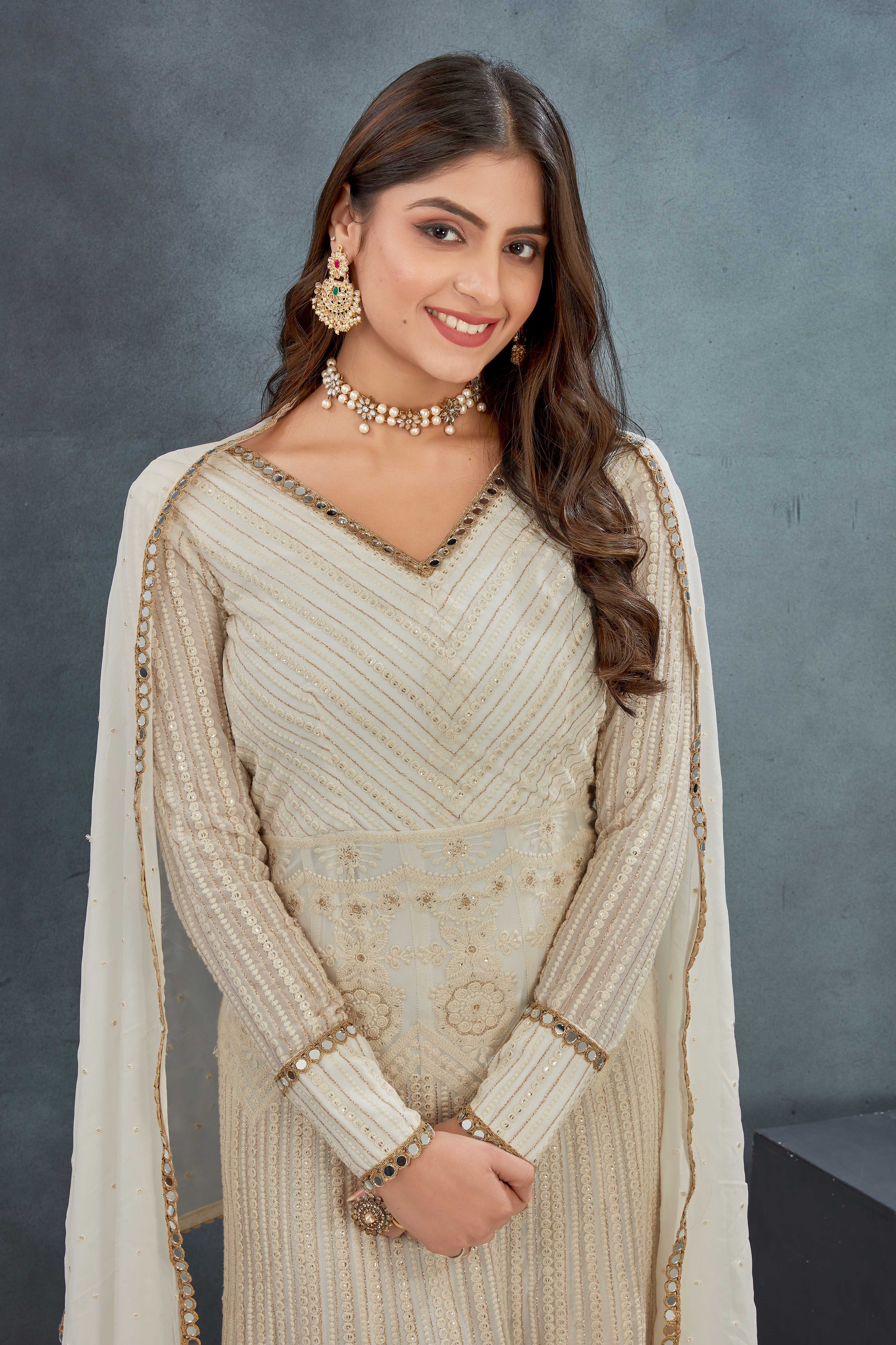 Ivory Grace Embroidered Anarkali Set