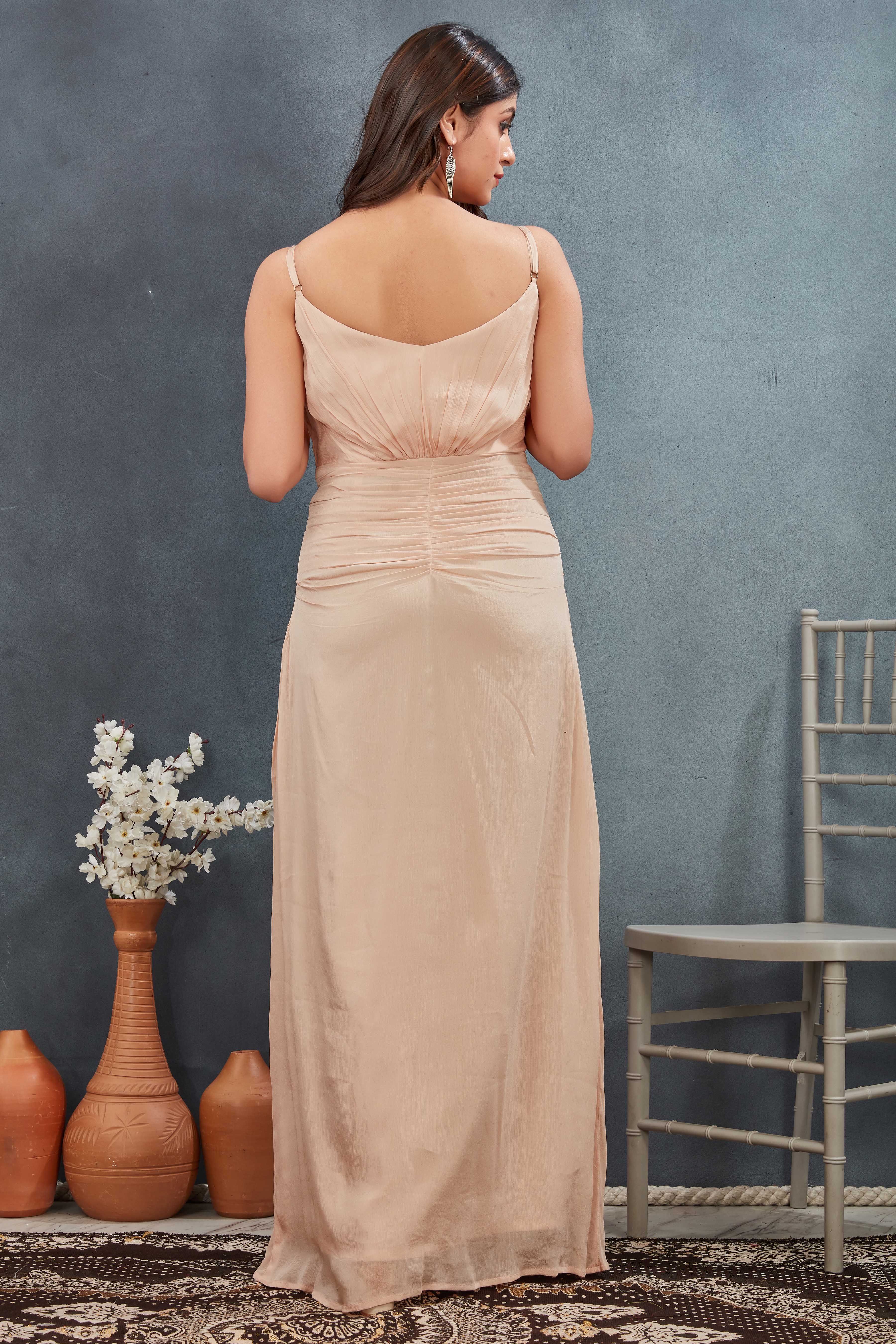 Beige One Piece Drape Gown