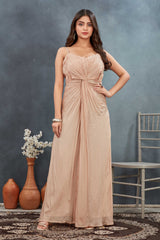 Beige One Piece Drape Gown