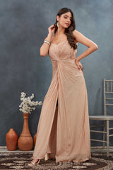 Beige One Piece Drape Gown