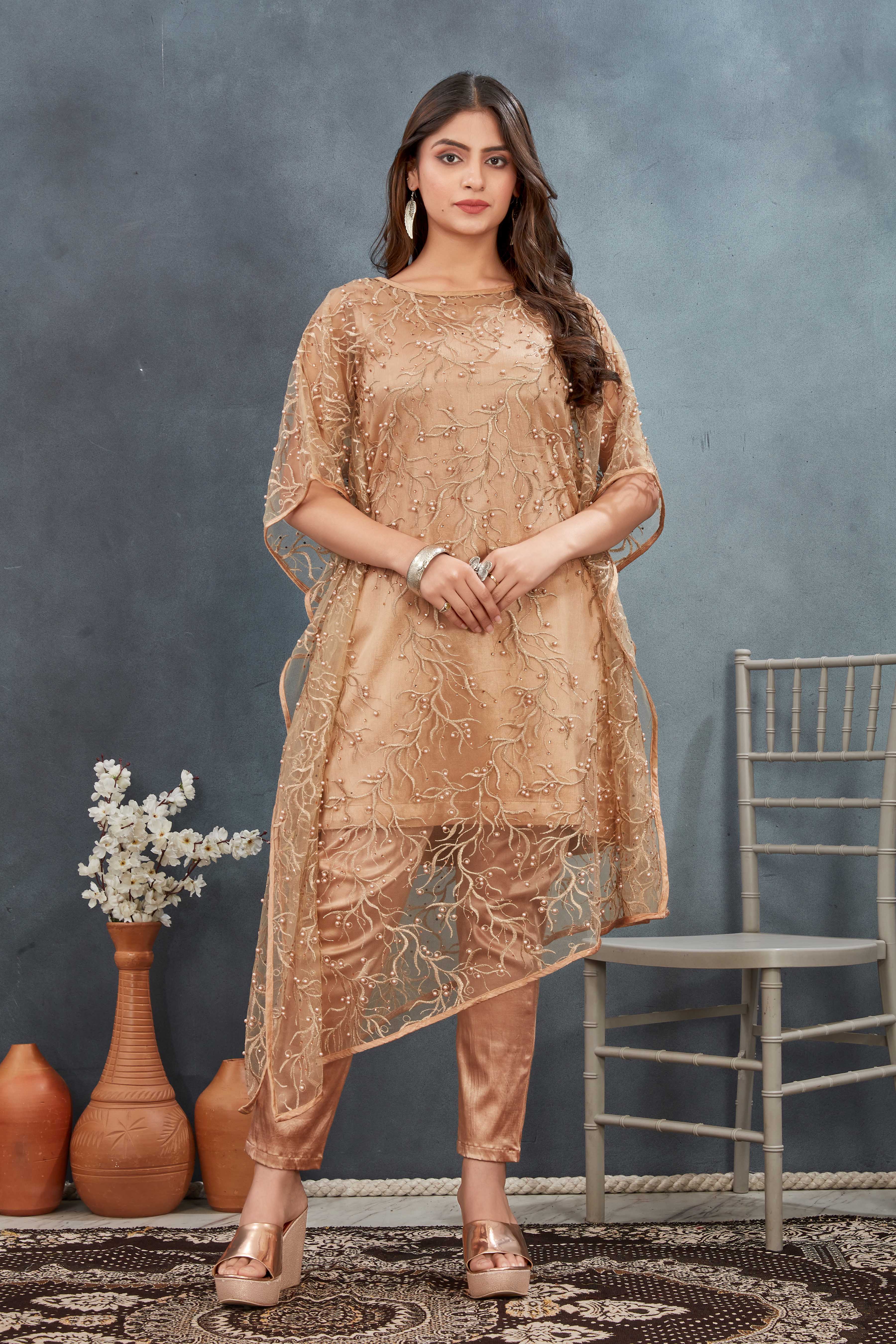Golden Aura Embroidered Kaftan Set