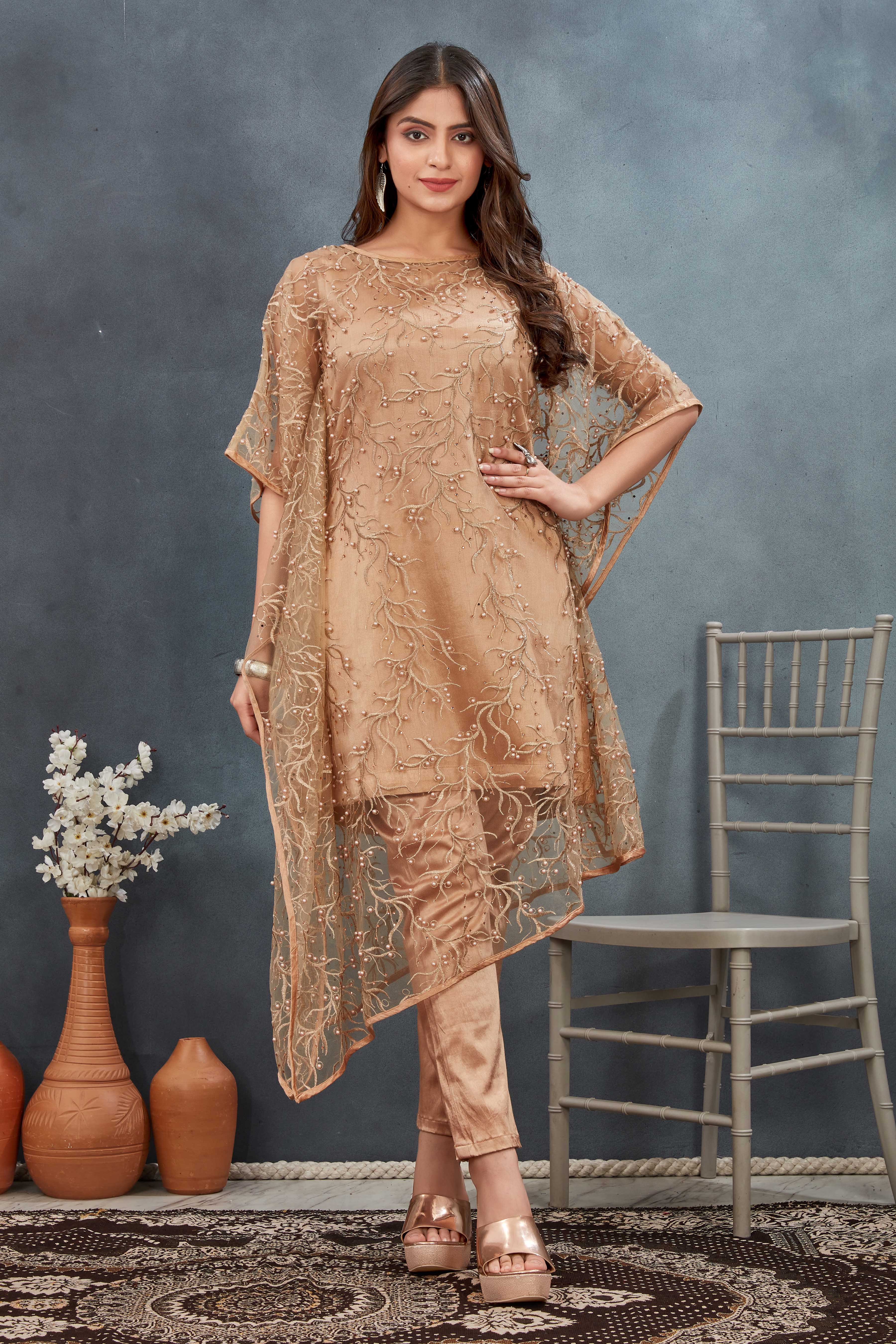 Golden Aura Embroidered Kaftan Set