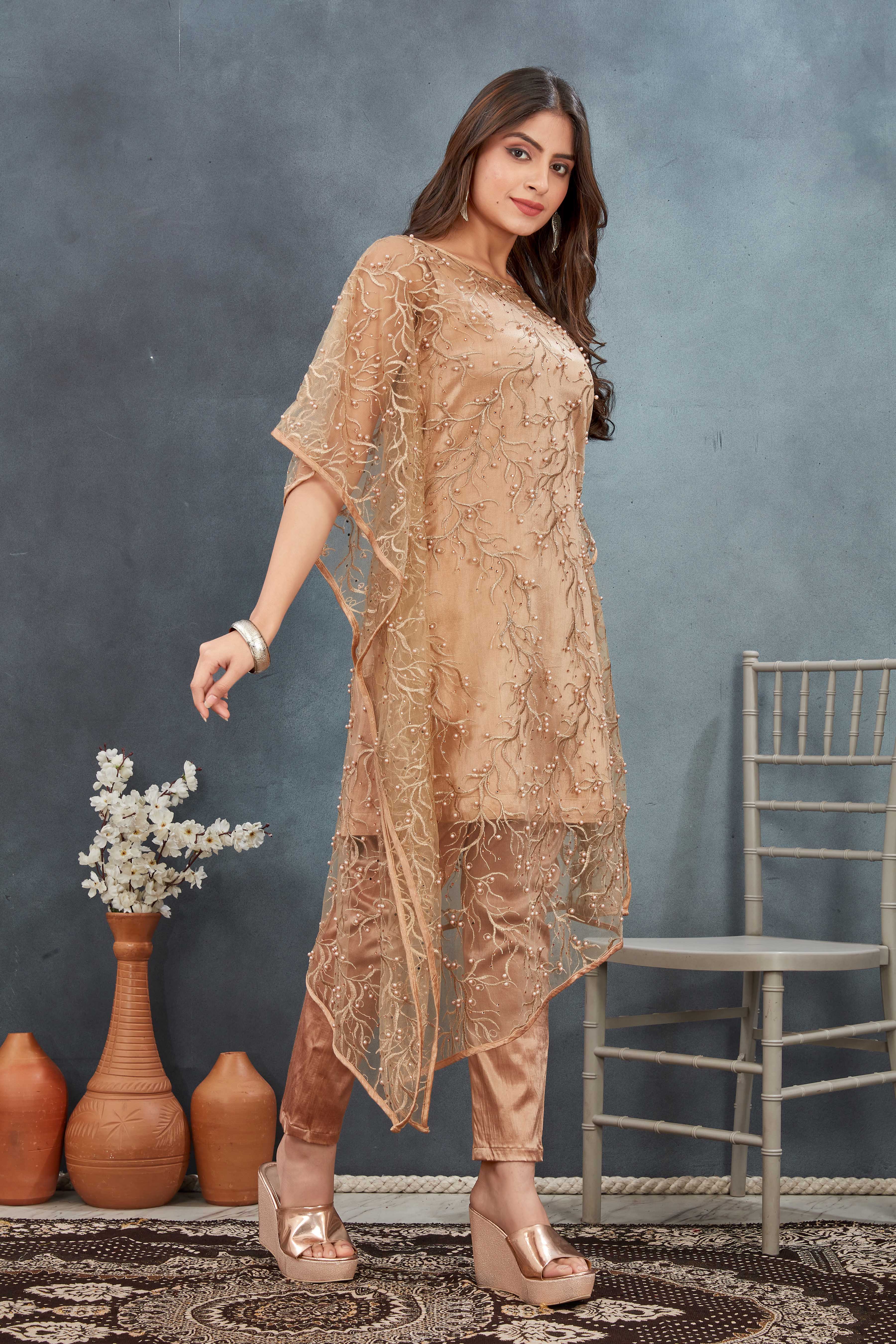 Golden Aura Embroidered Kaftan Set