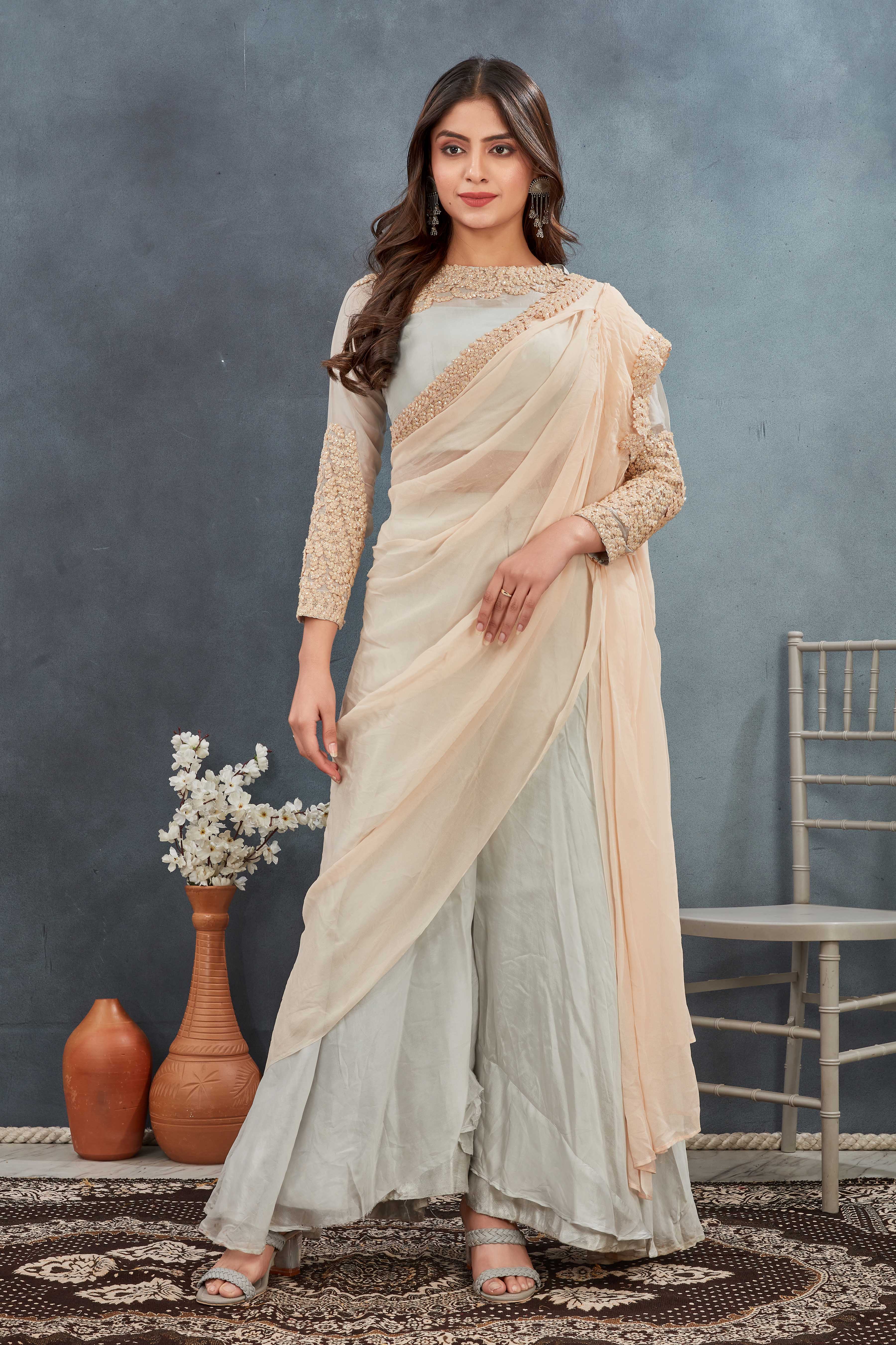 Ivory Grace Embroidered Saree