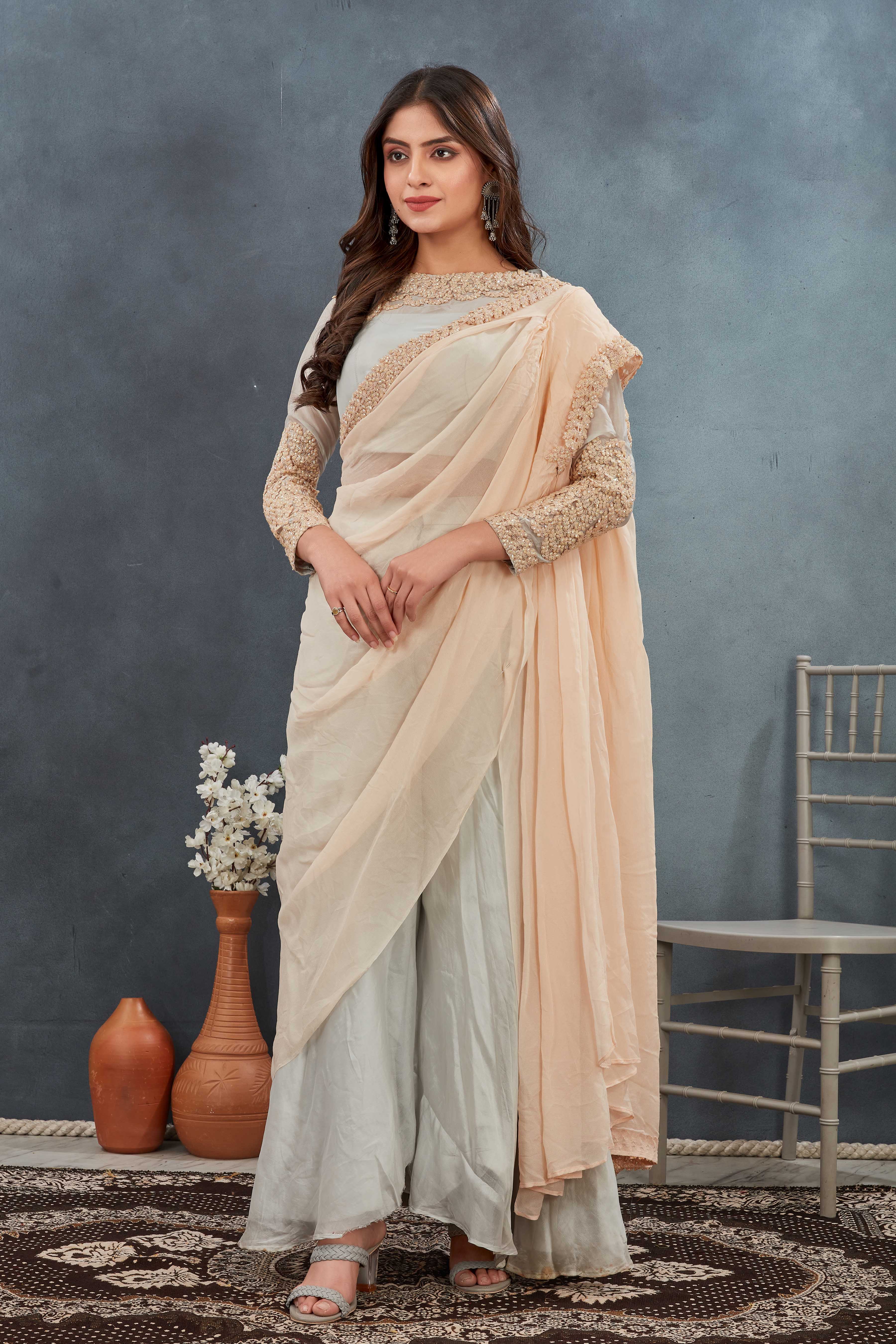 Ivory Grace Embroidered Saree