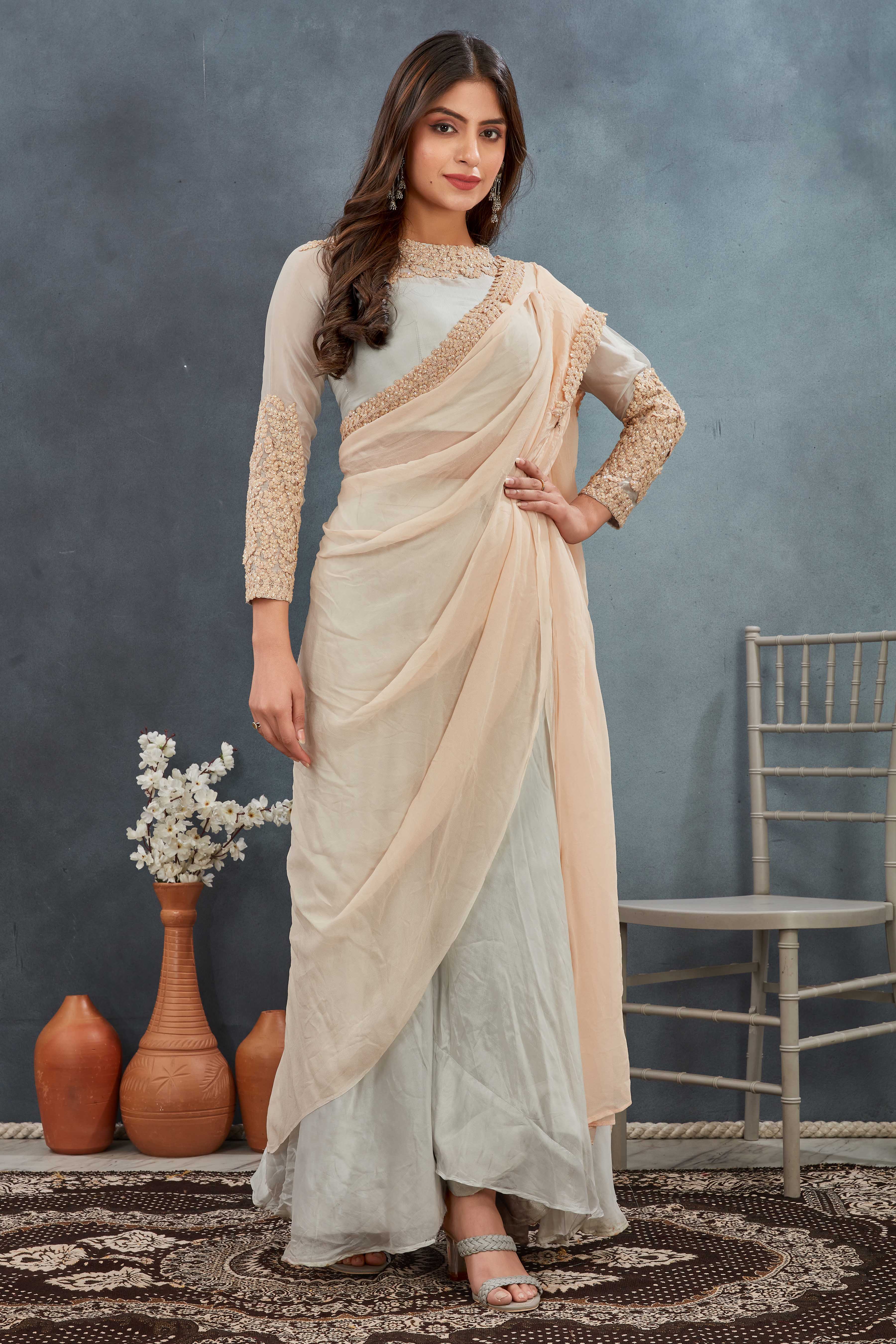 Ivory Grace Embroidered Saree