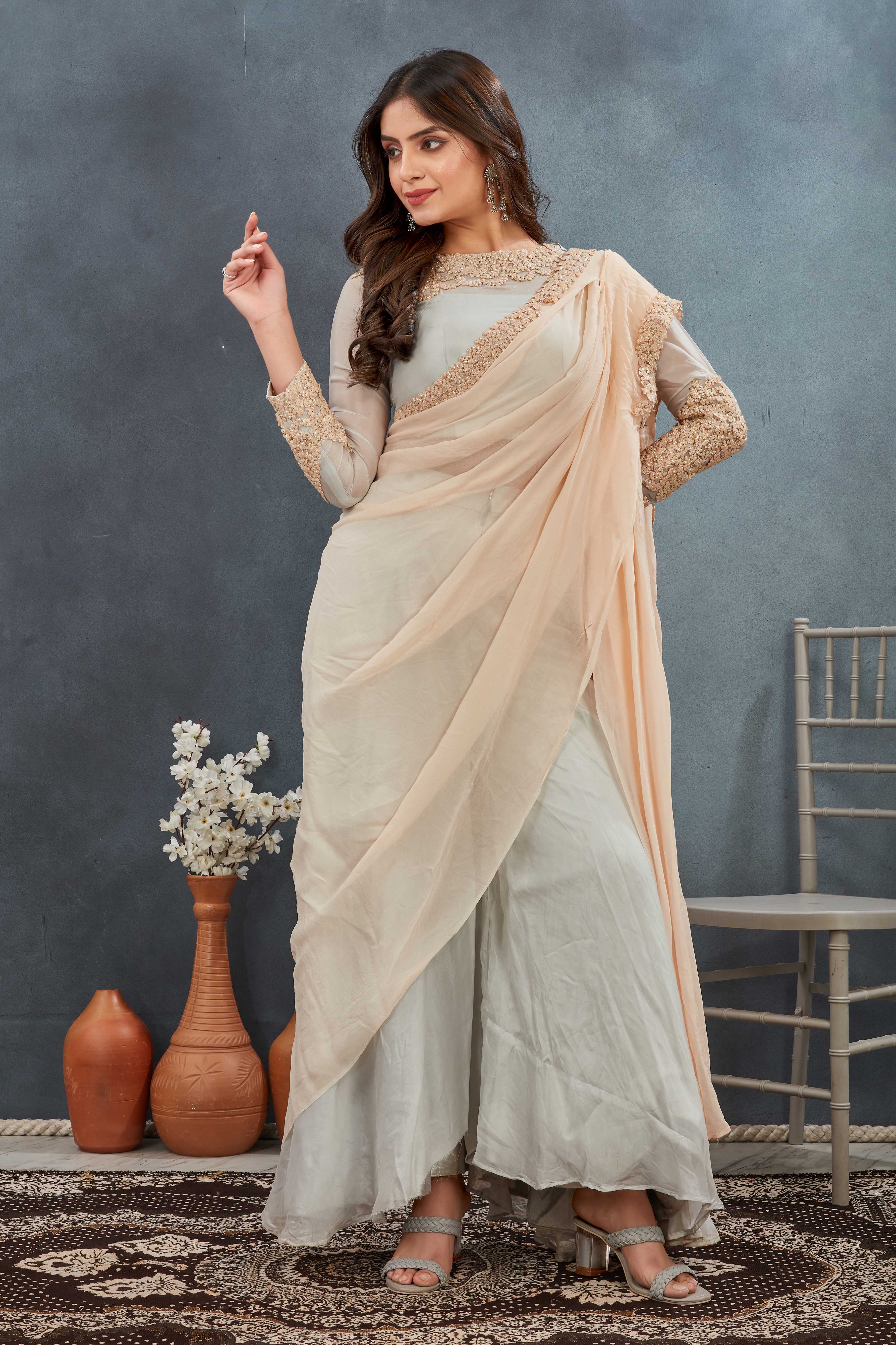Ivory Grace Embroidered Saree