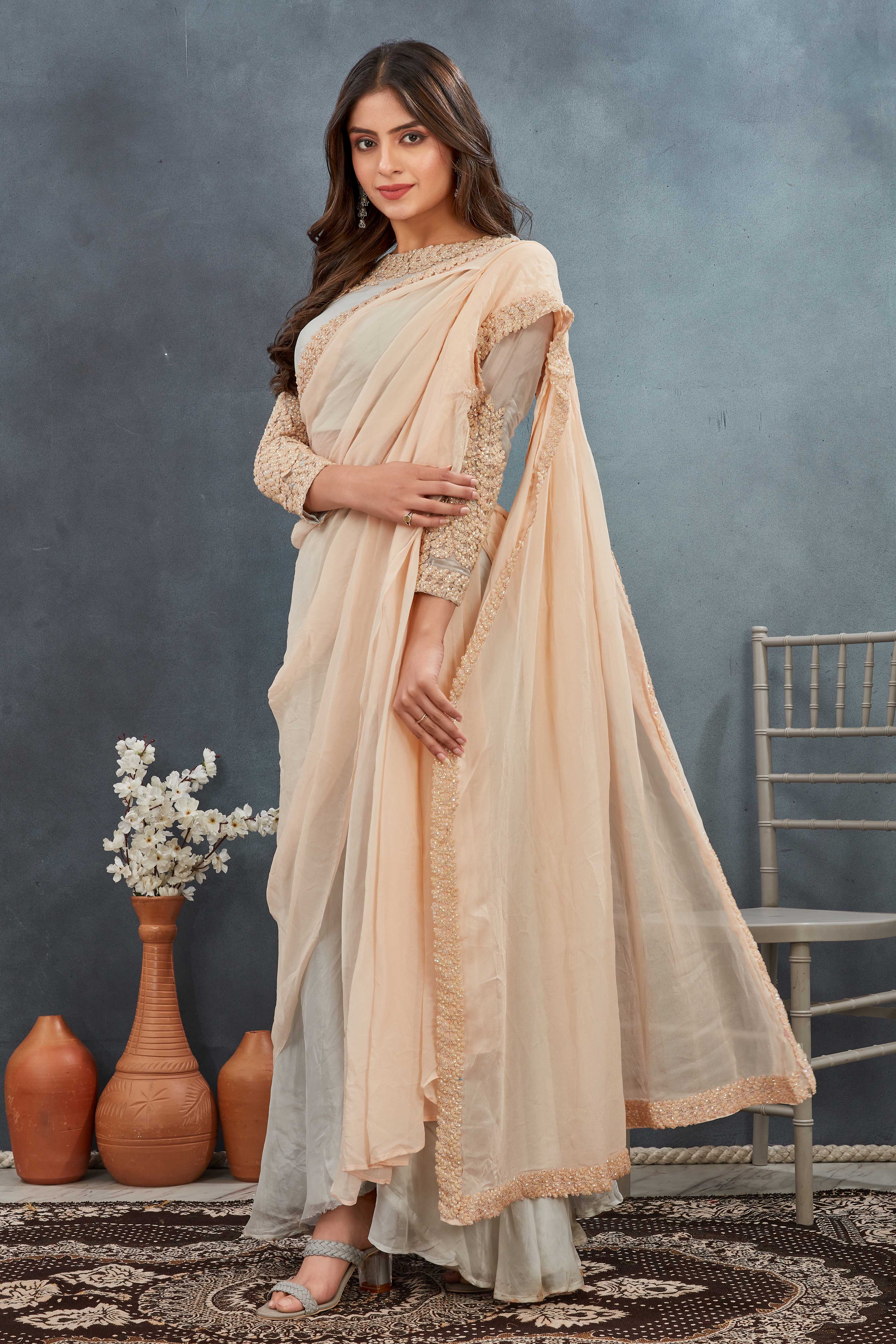 Ivory Grace Embroidered Saree