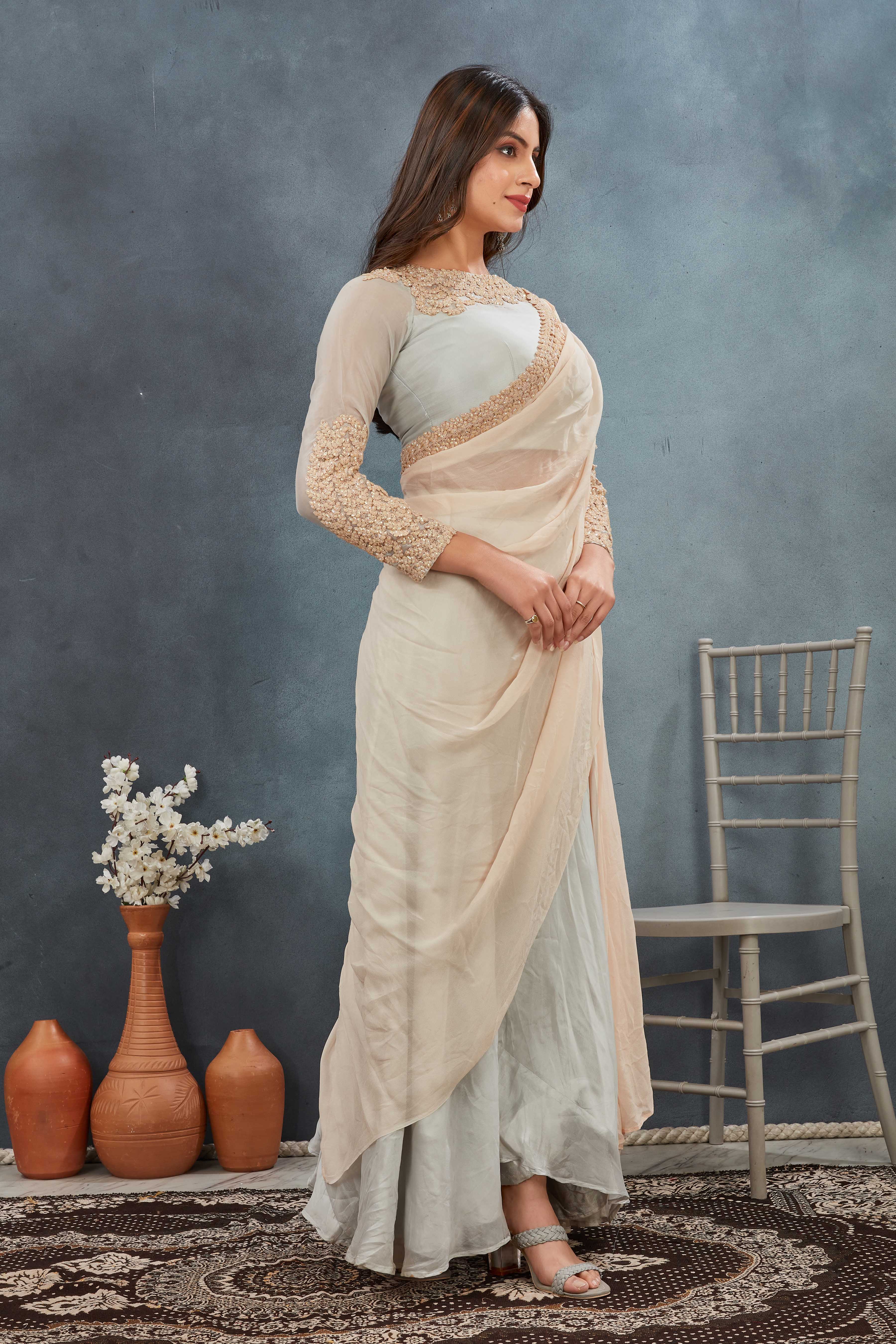 Ivory Grace Embroidered Saree