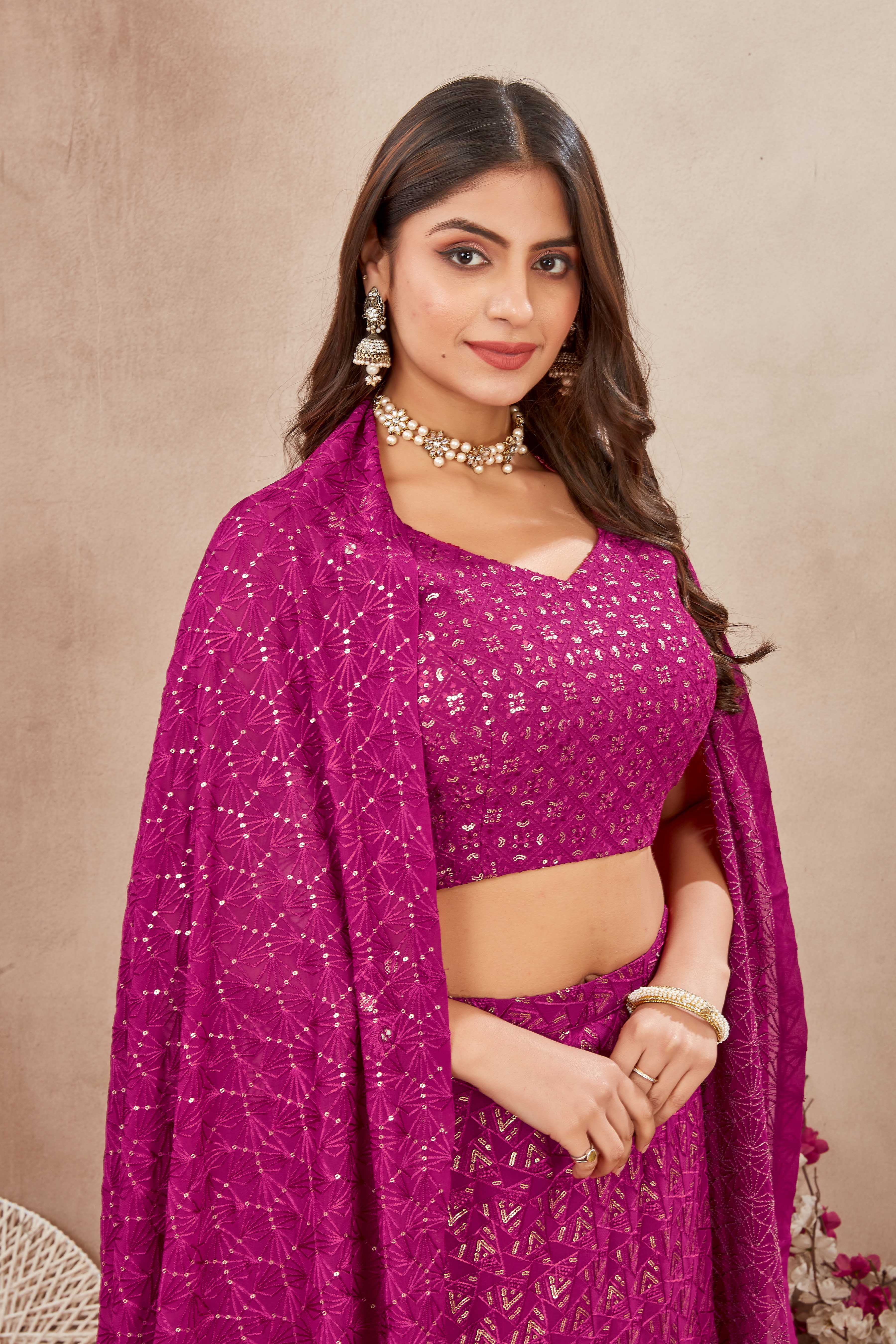 Magenta Mirror Charm Lehenga Set