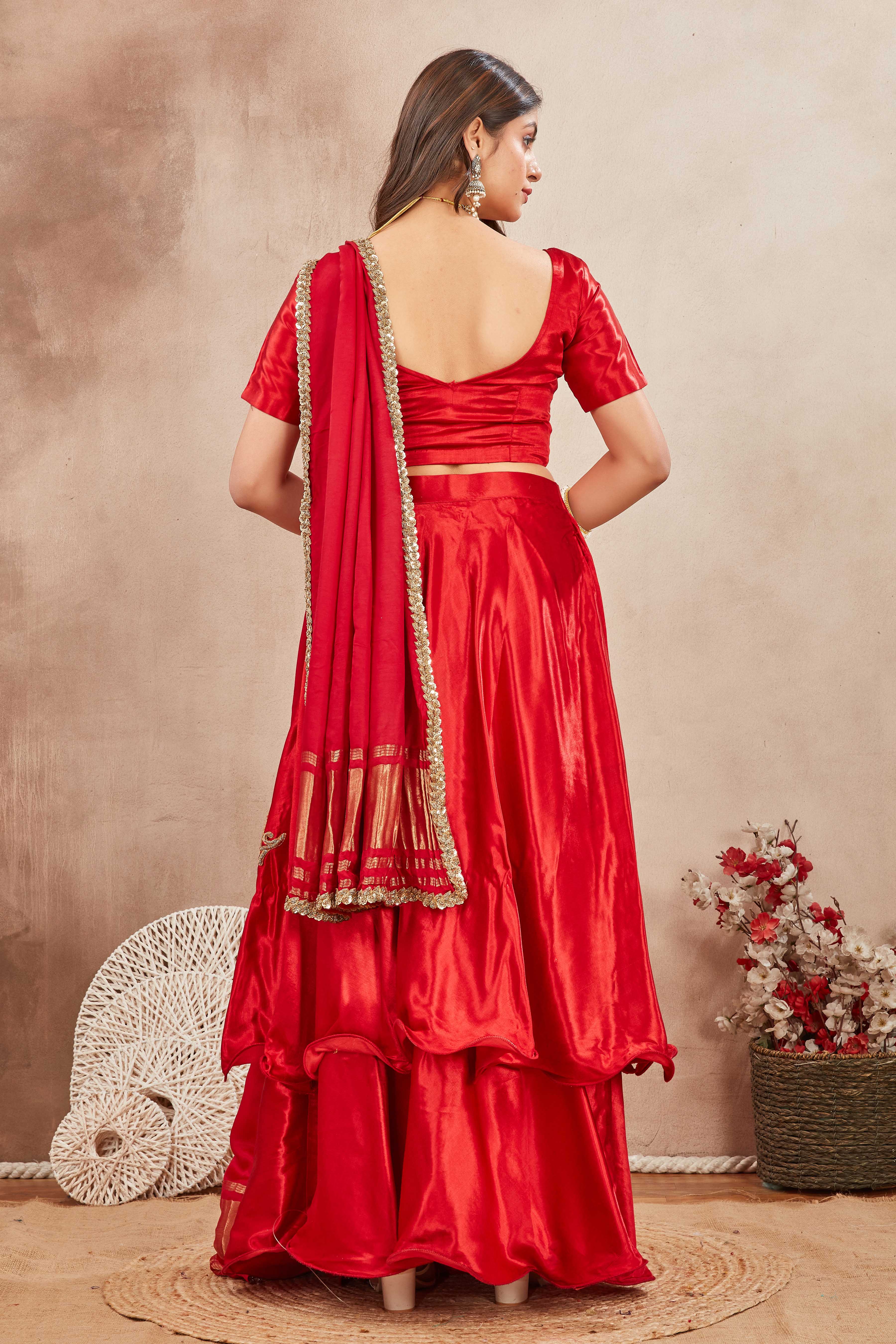 Scarlet Regal Embroidered Lehenga Set