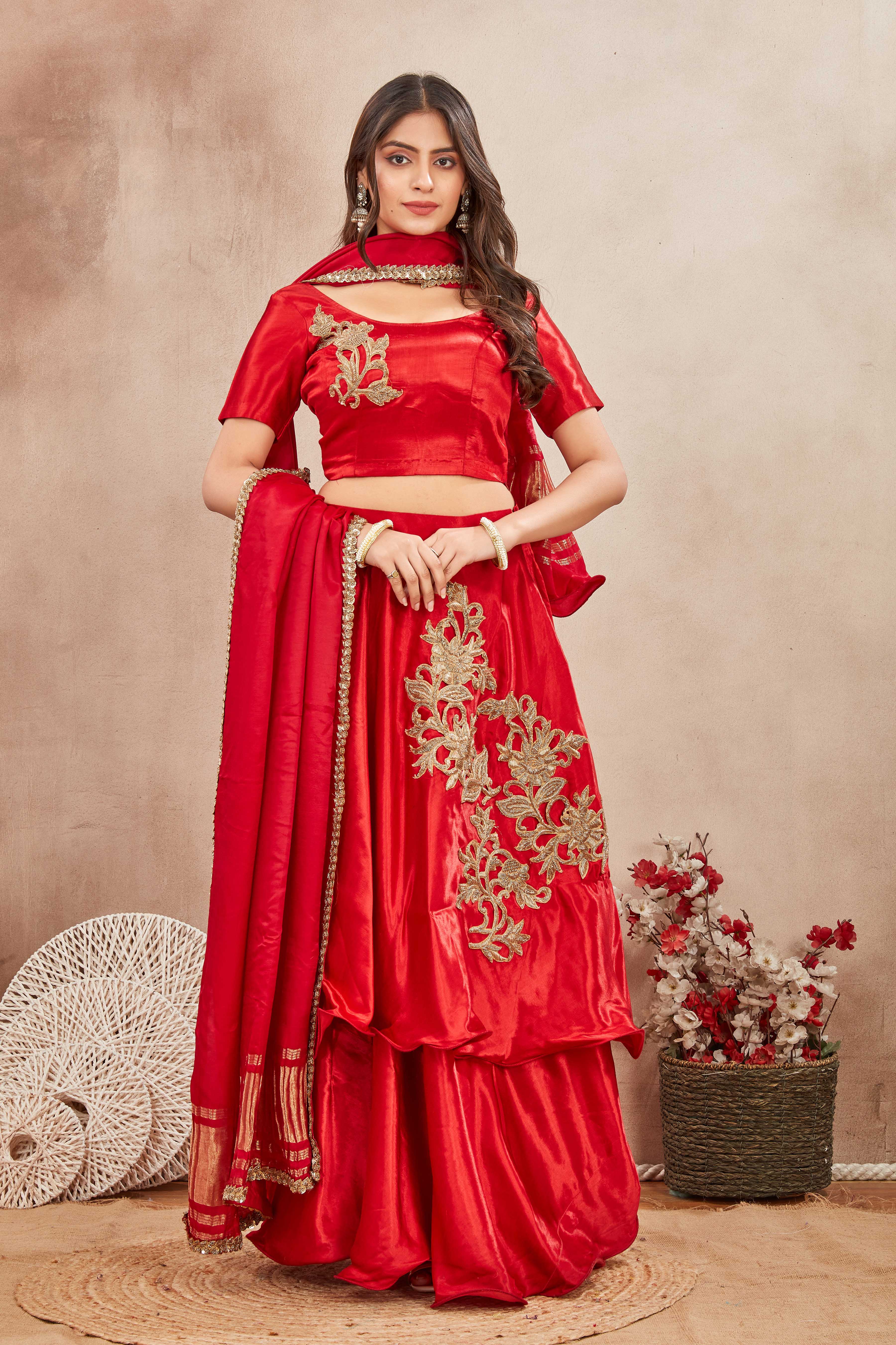 Scarlet Regal Embroidered Lehenga Set