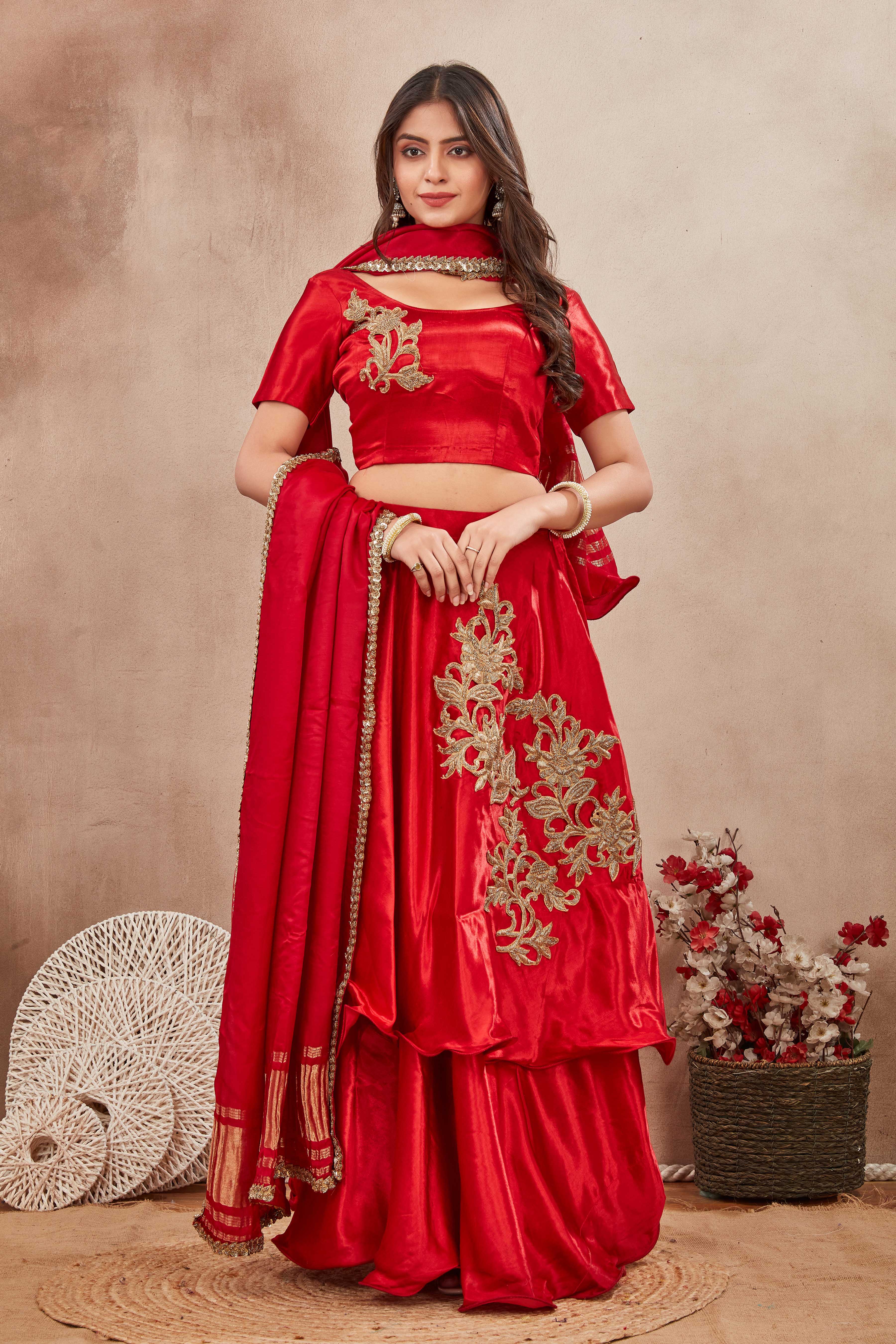 Scarlet Regal Embroidered Lehenga Set