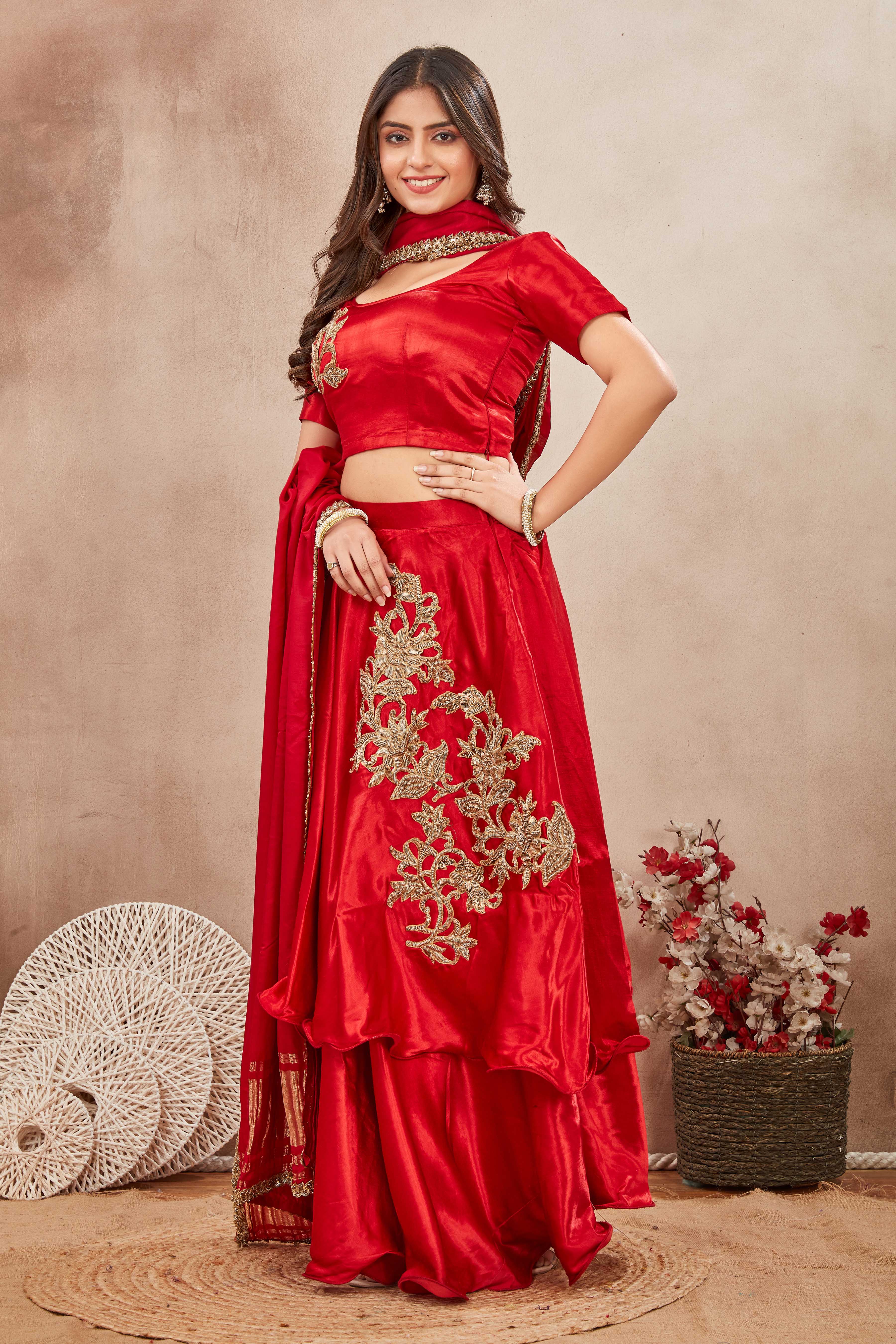 Scarlet Regal Embroidered Lehenga Set