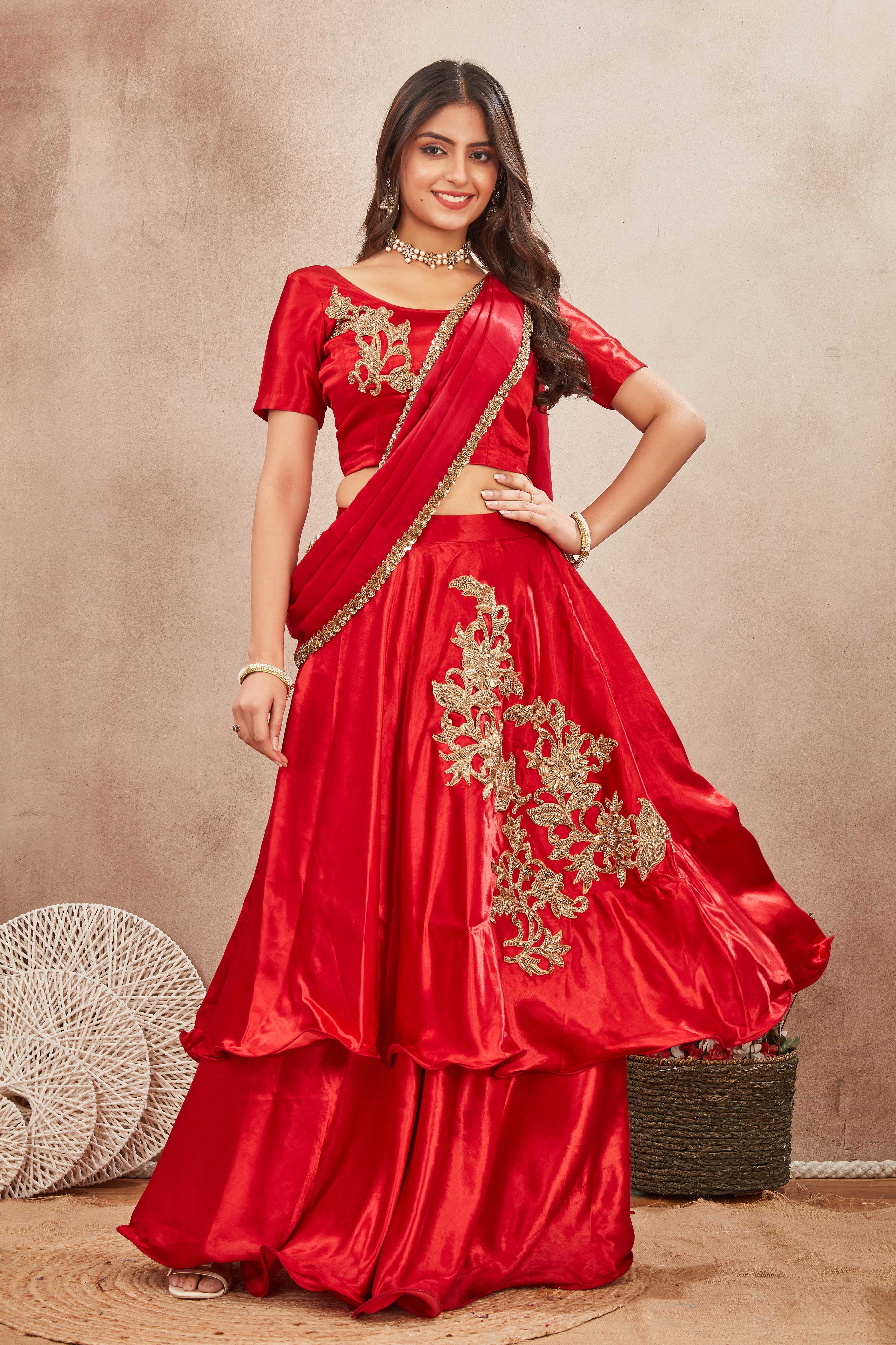 Scarlet Regal Embroidered Lehenga Set