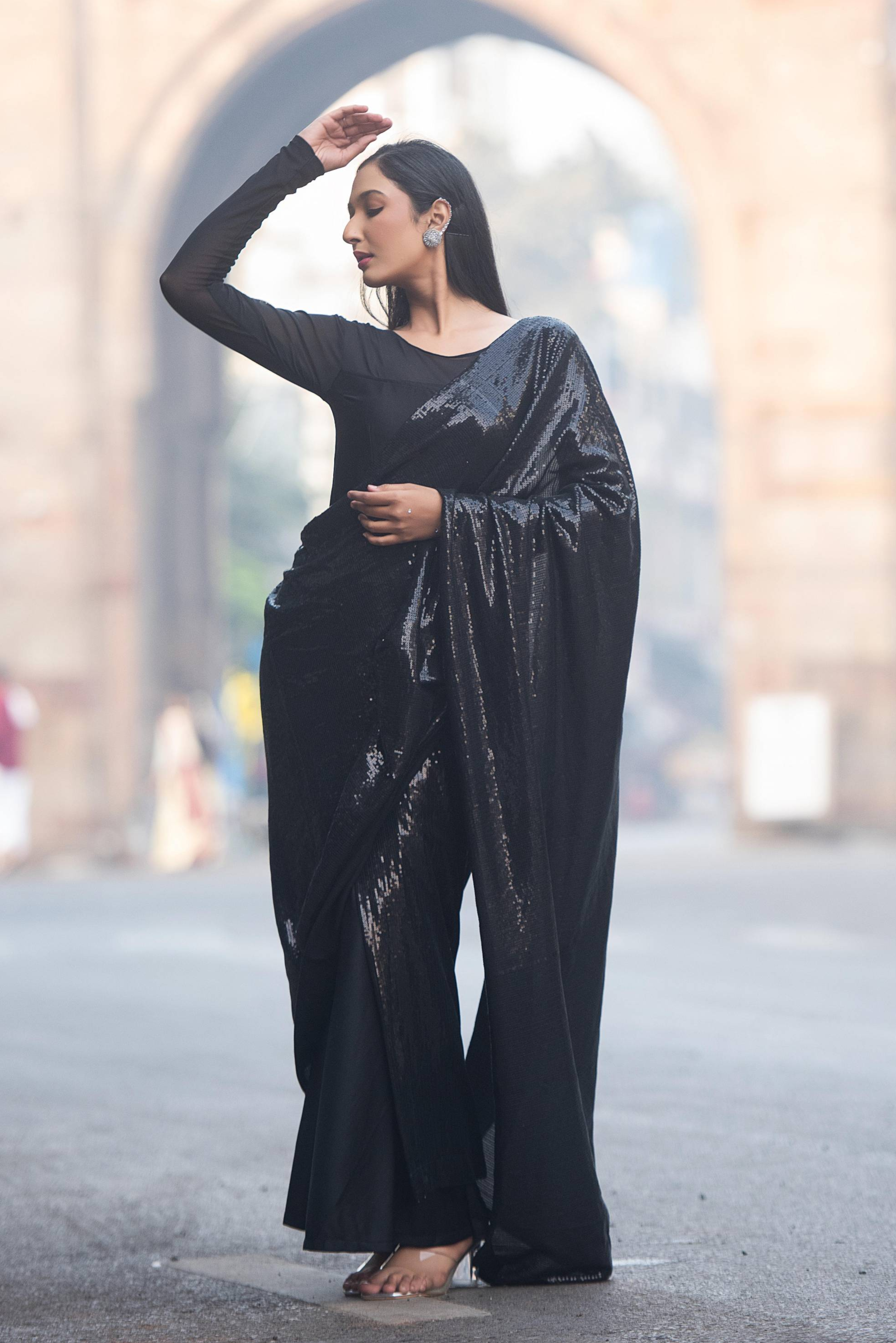 Midnight Noir Sequin Saree