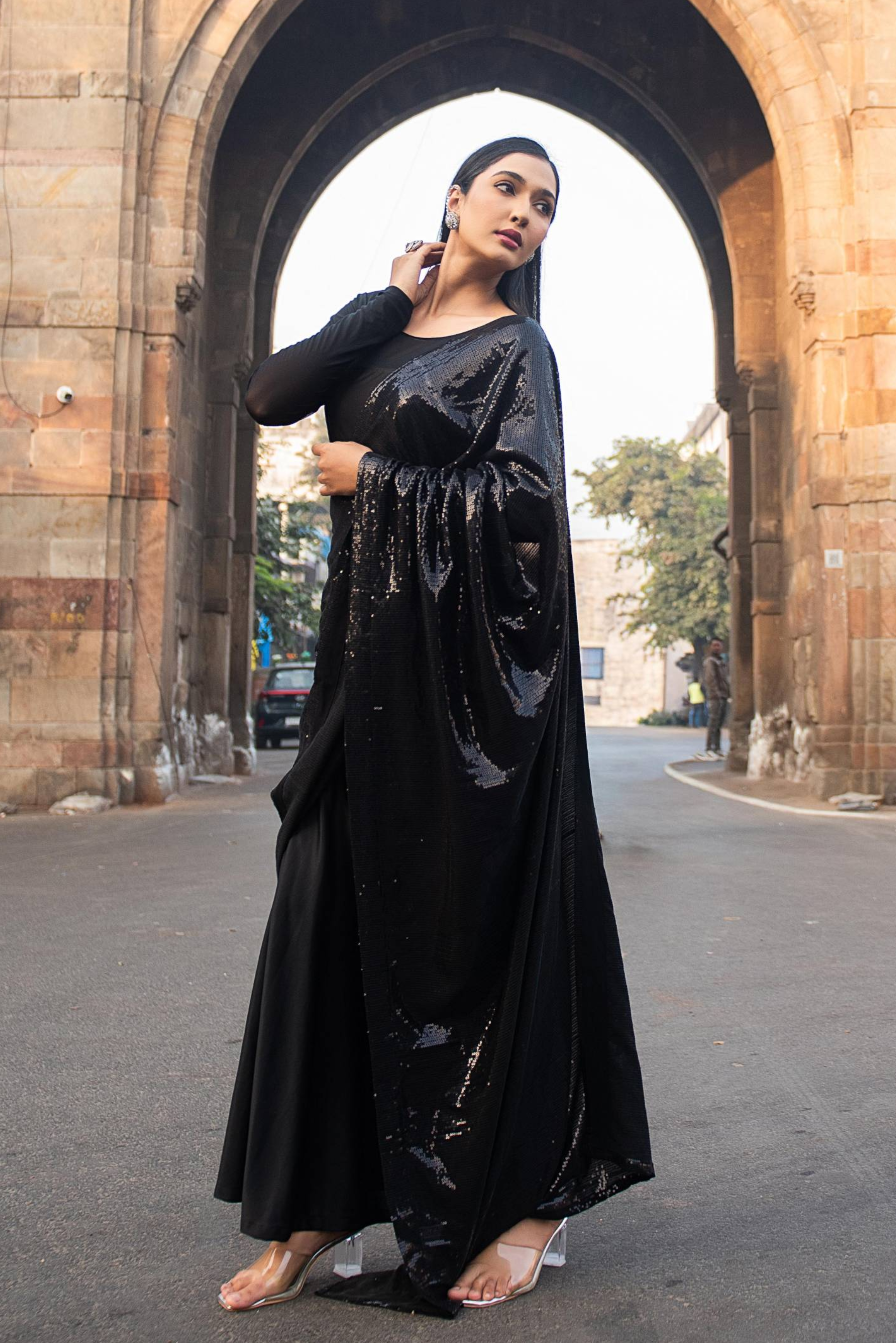 Midnight Noir Sequin Saree