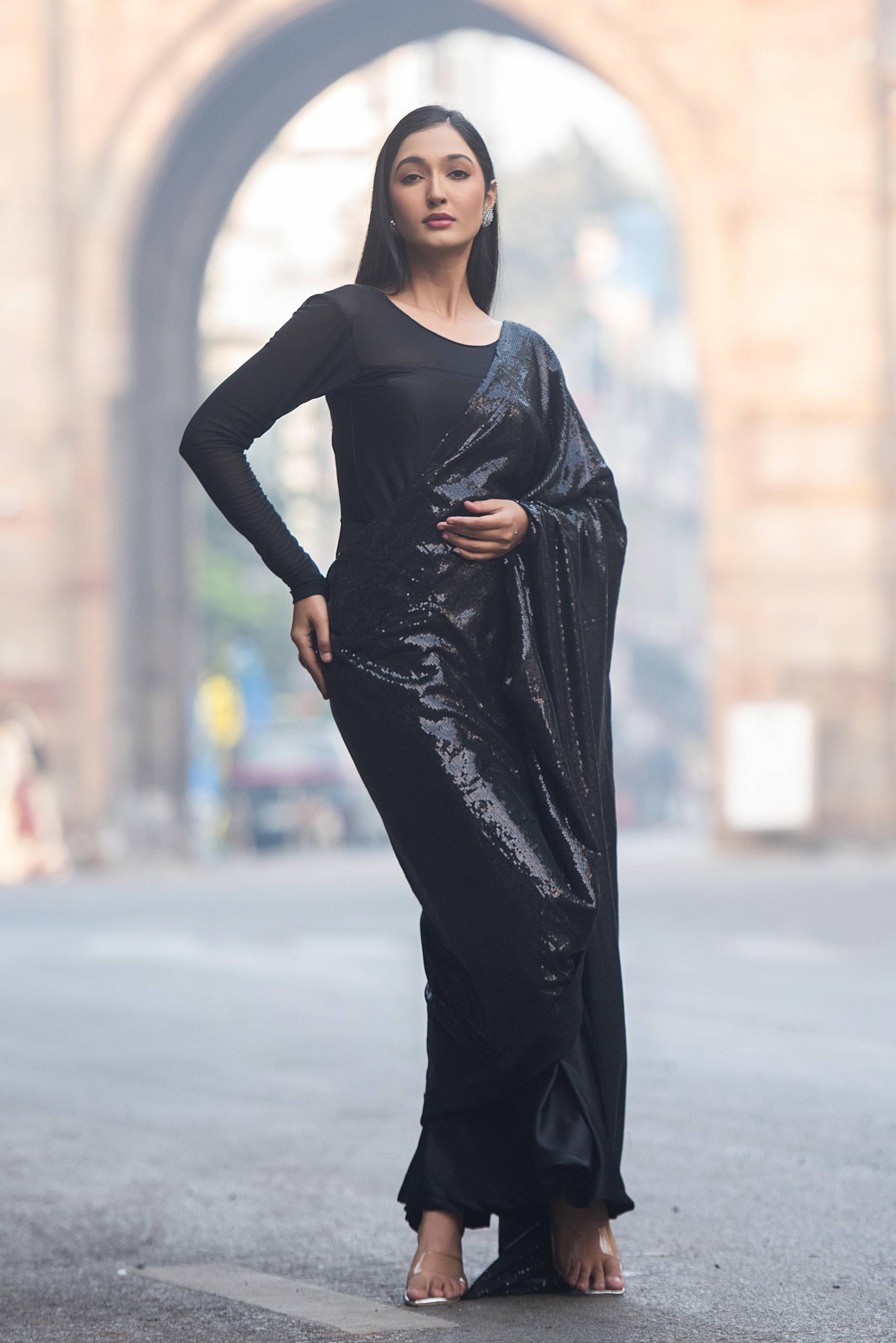 Midnight Noir Sequin Saree