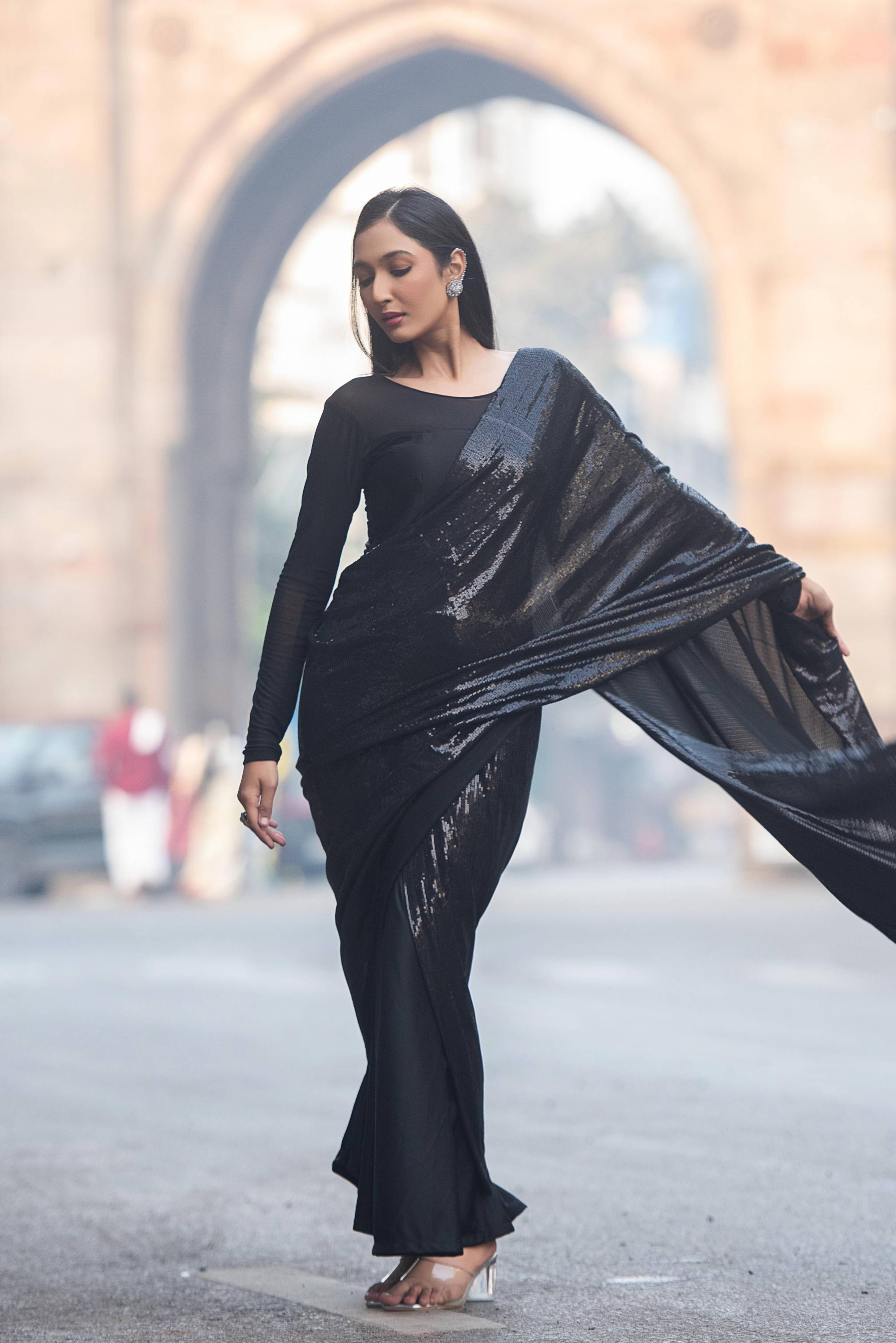 Midnight Noir Sequin Saree
