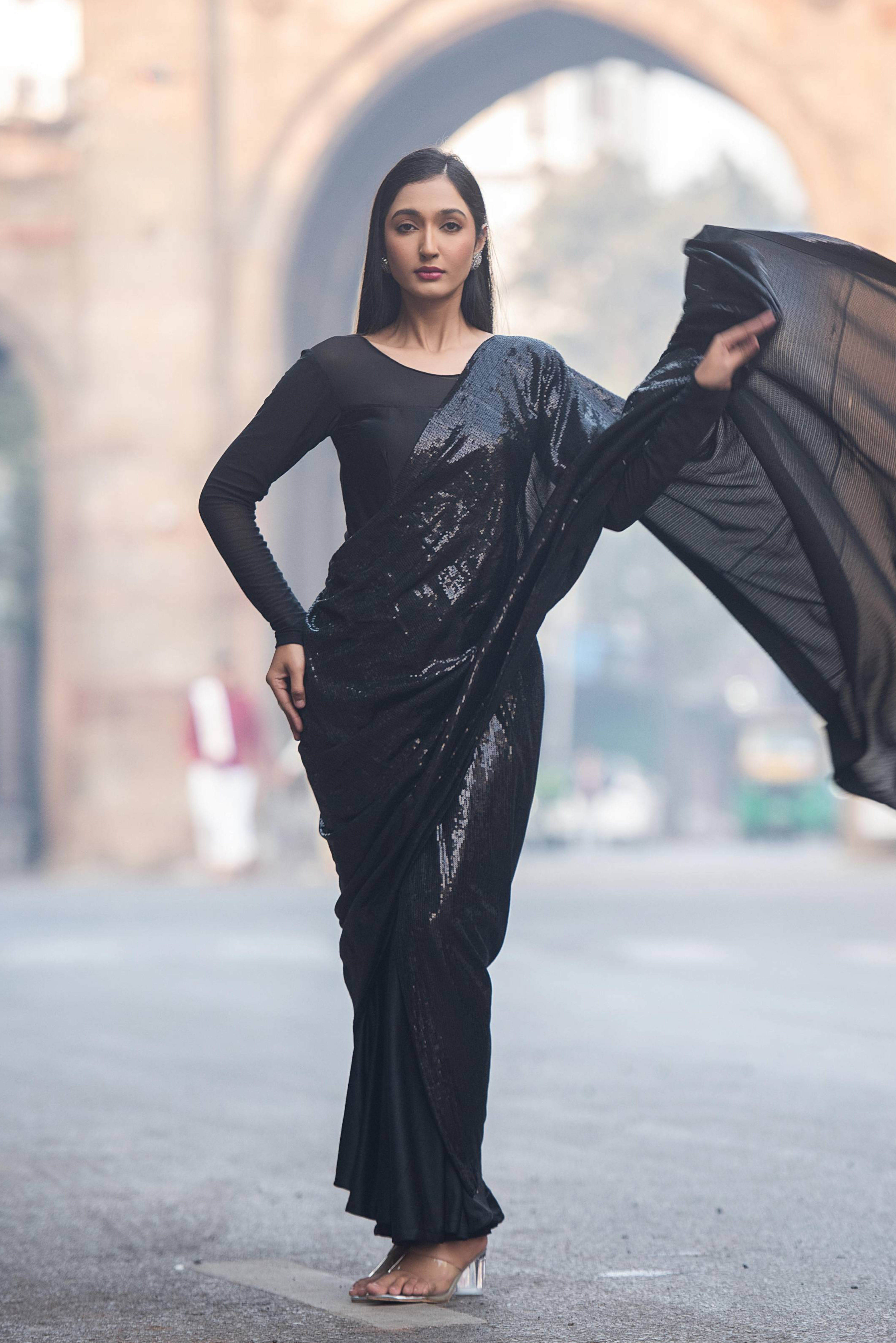 Midnight Noir Sequin Saree