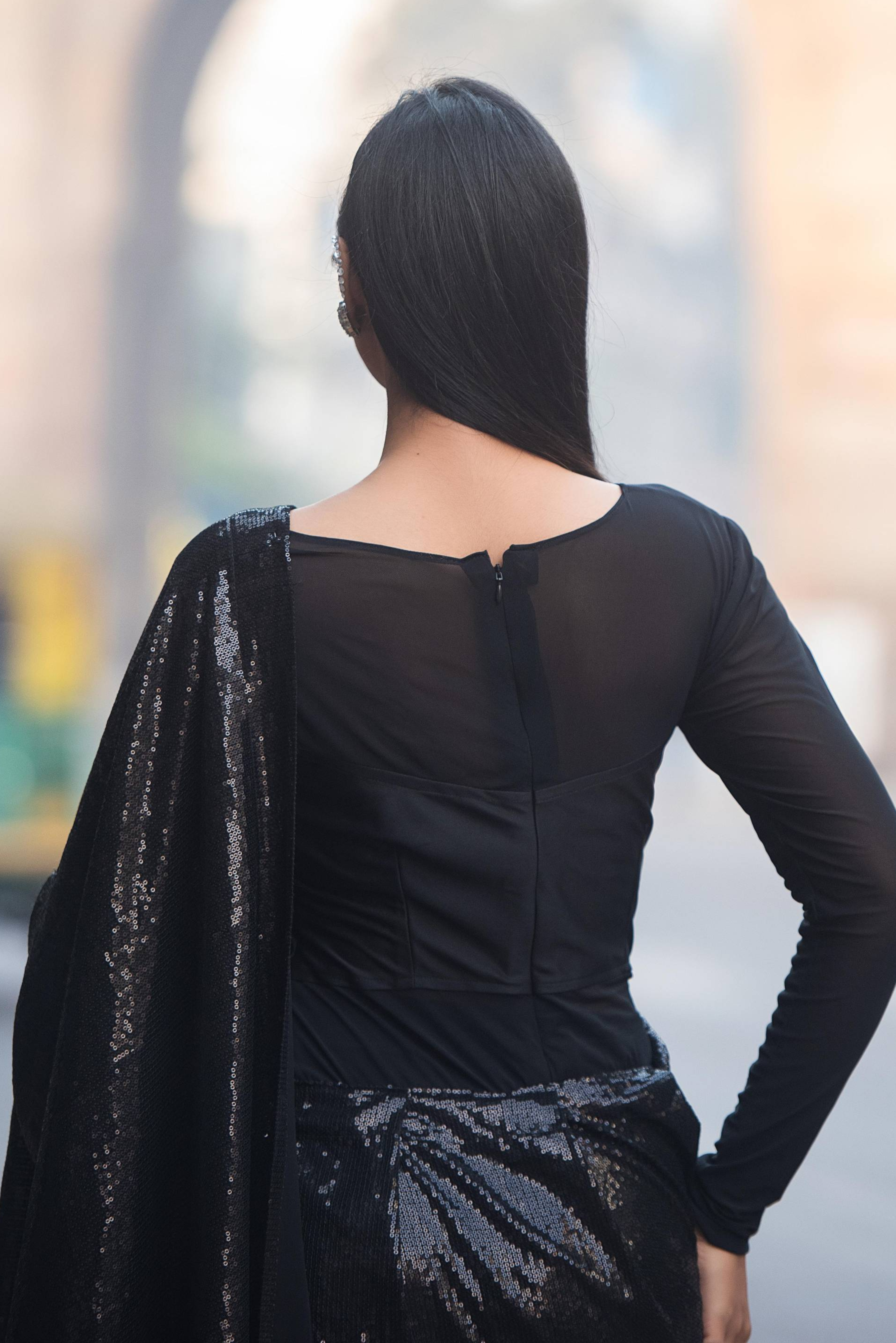 Midnight Noir Sequin Saree