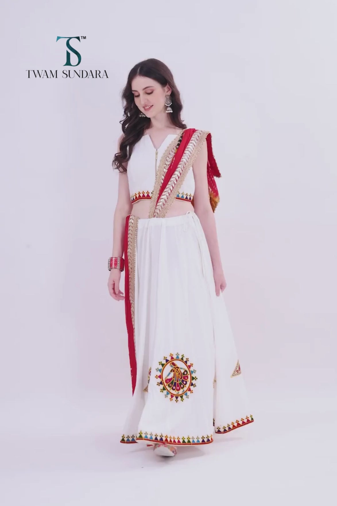 White Designer Chaniya Choli for Navratri